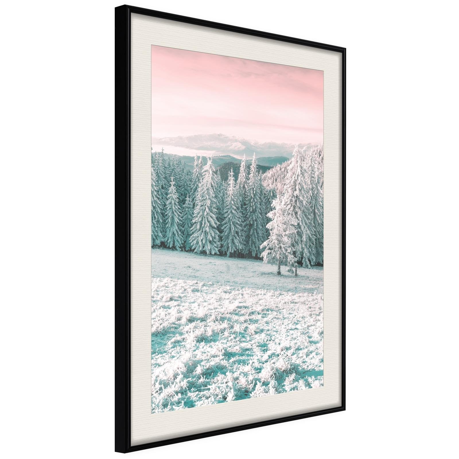 Inramad Poster / Tavla - Frosty Landscape-Poster Inramad-Artgeist-20x30-Svart ram med passepartout-peaceofhome.se