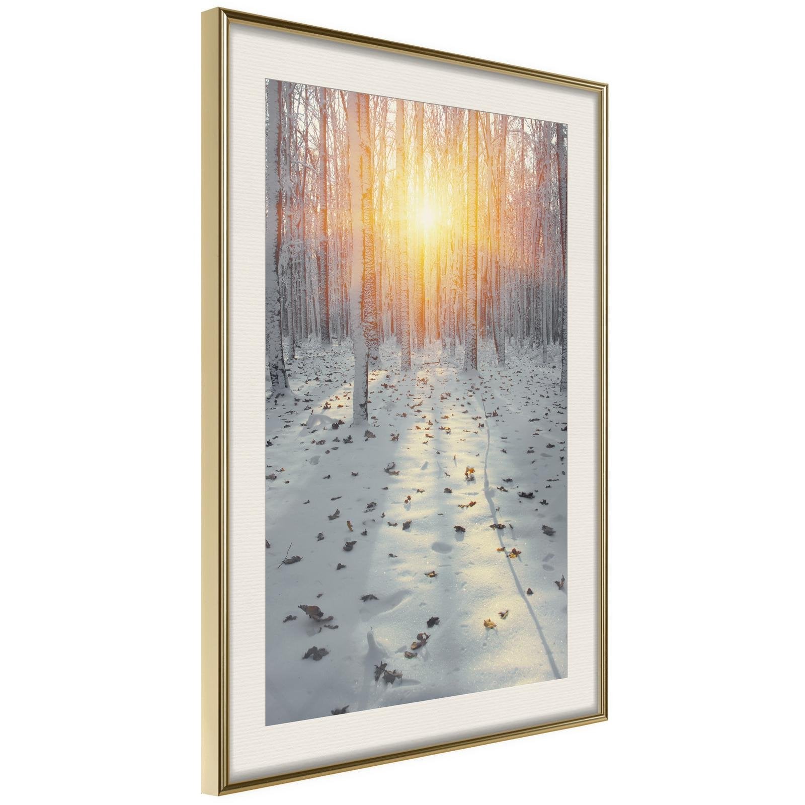 Inramad Poster / Tavla - Frosty Sunset-Poster Inramad-Artgeist-20x30-Guldram med passepartout-peaceofhome.se