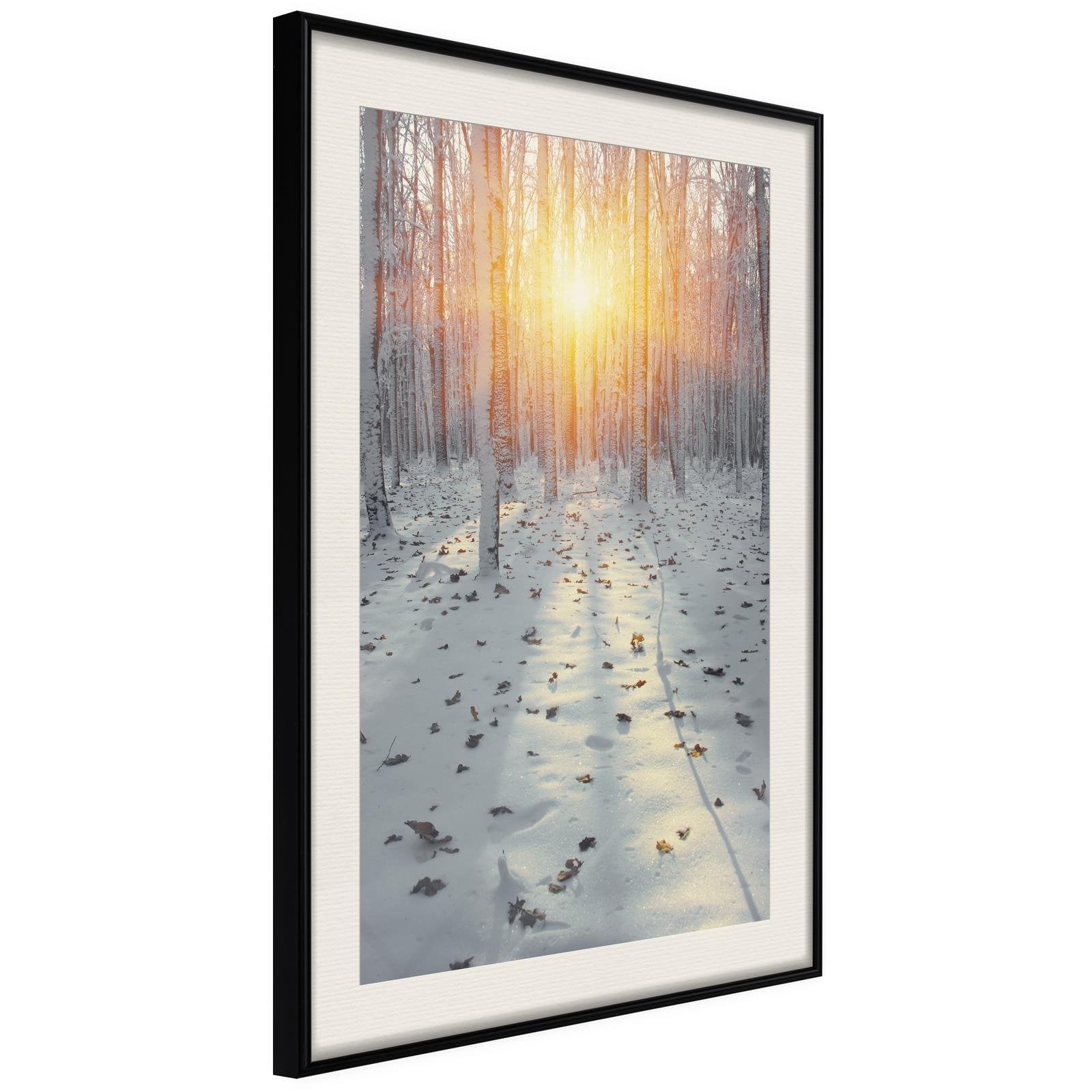 Inramad Poster / Tavla - Frosty Sunset-Poster Inramad-Artgeist-20x30-Svart ram med passepartout-peaceofhome.se