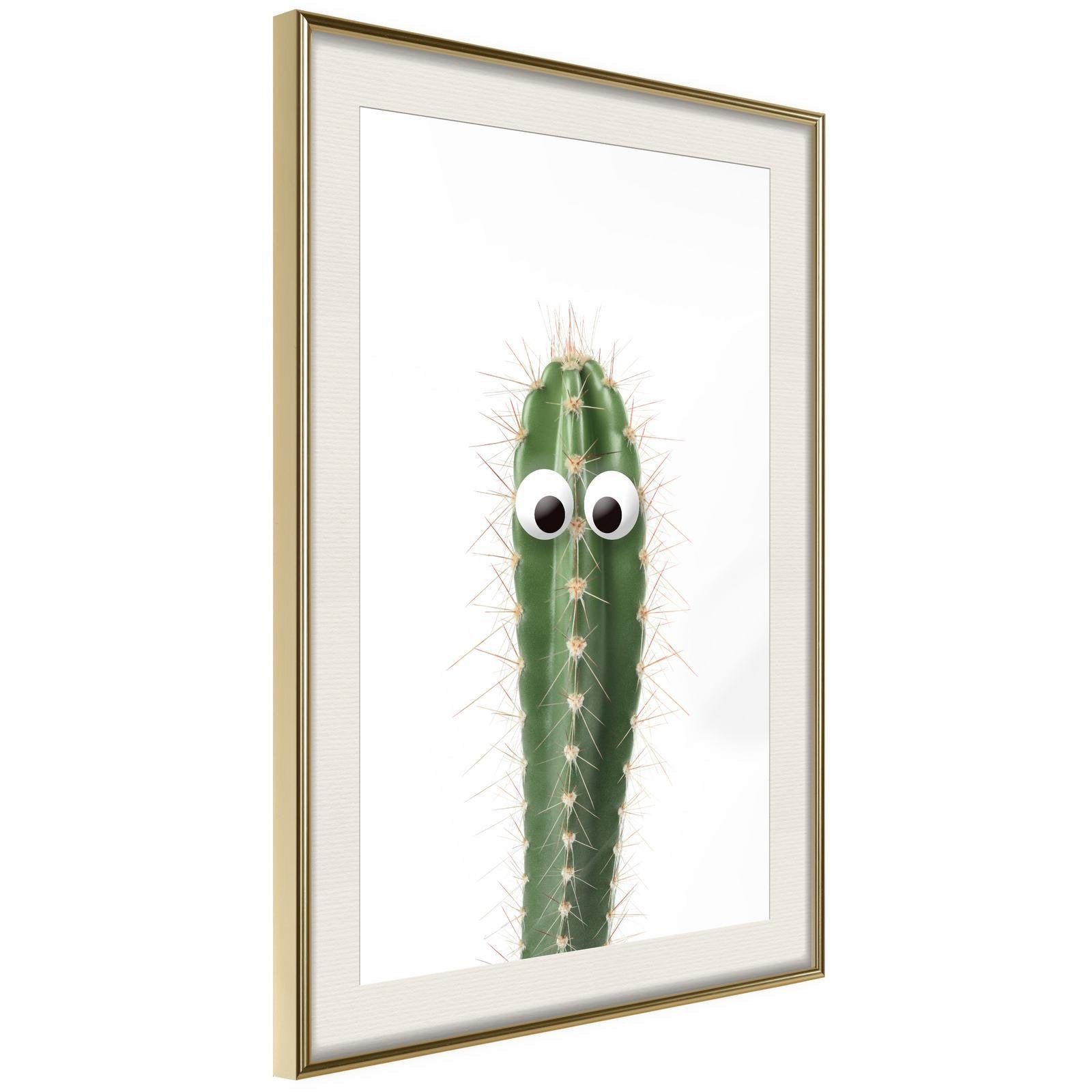 Inramad Poster / Tavla - Funny Cactus I-Poster Inramad-Artgeist-20x30-Guldram med passepartout-peaceofhome.se