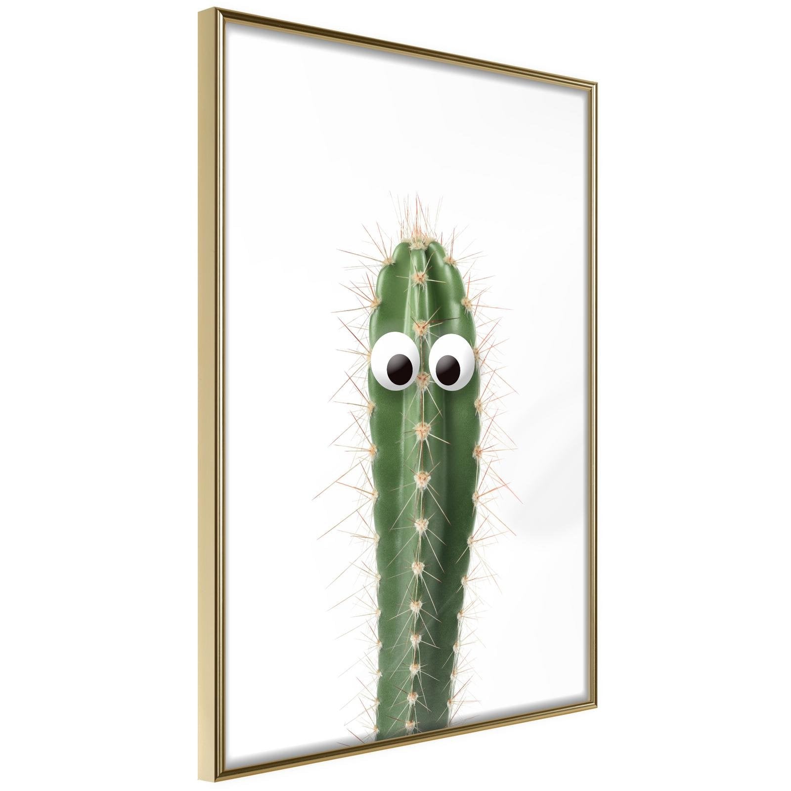Inramad Poster / Tavla - Funny Cactus I-Poster Inramad-Artgeist-20x30-Guldram-peaceofhome.se