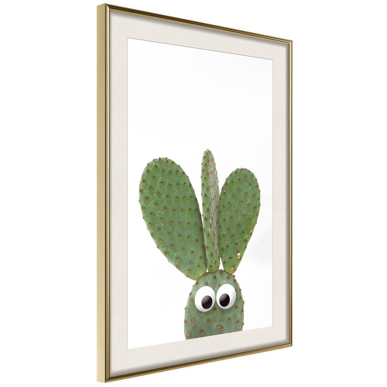 Inramad Poster / Tavla - Funny Cactus III-Poster Inramad-Artgeist-20x30-Guldram med passepartout-peaceofhome.se