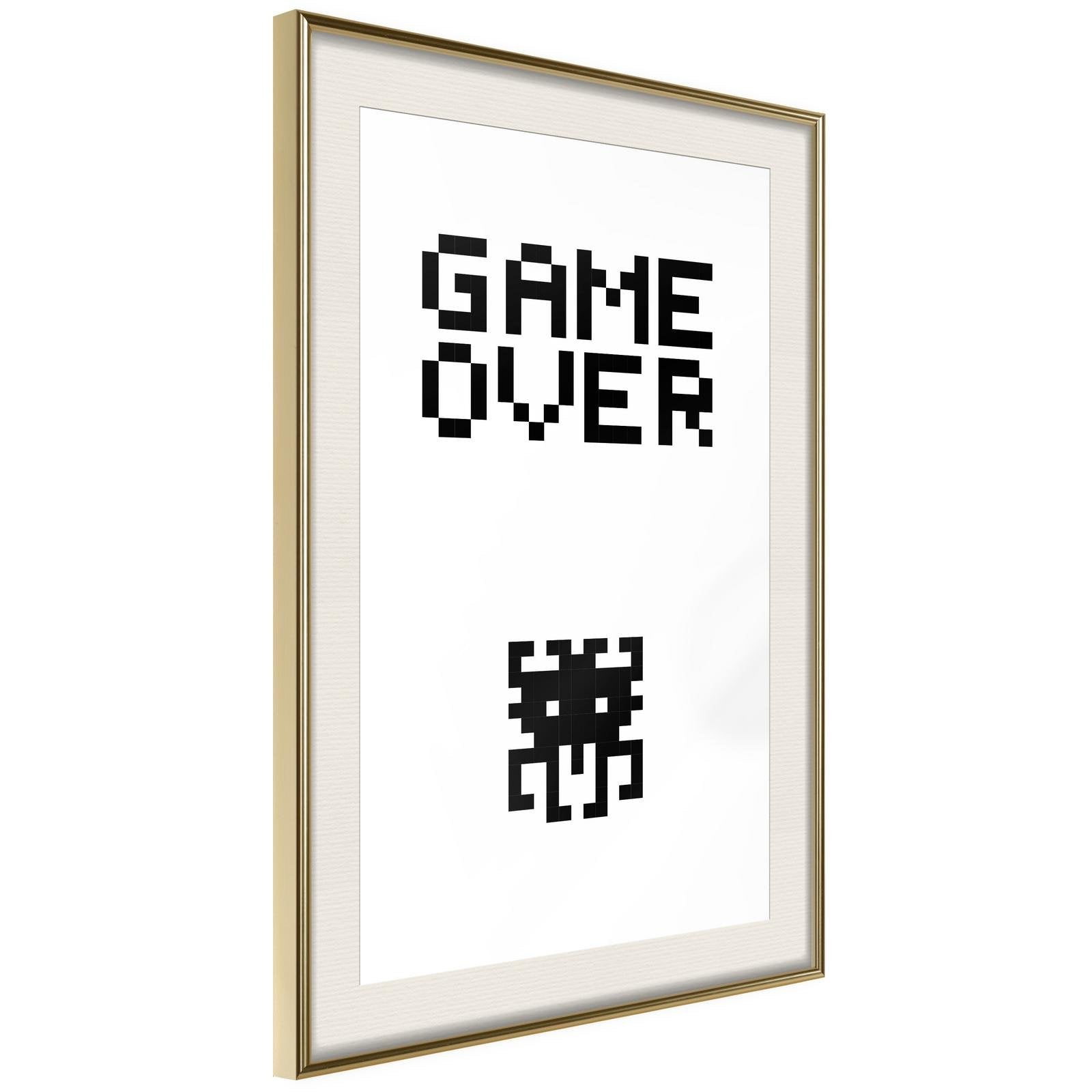 Inramad Poster / Tavla - Game Over-Poster Inramad-Artgeist-20x30-Guldram med passepartout-peaceofhome.se