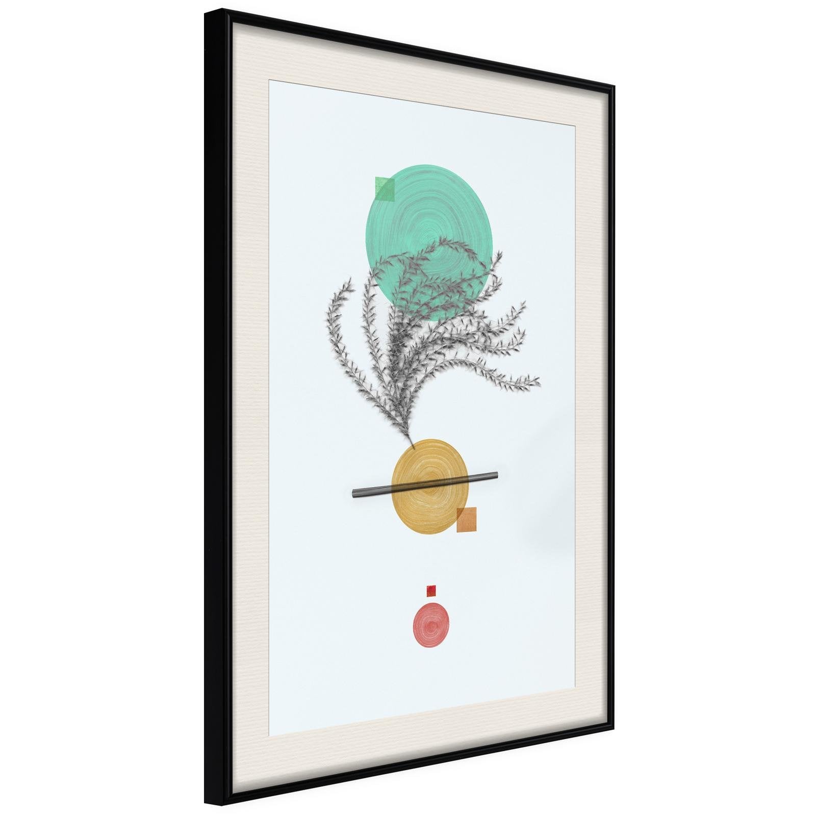 Inramad Poster / Tavla - Geometric Installation with a Plant-Poster Inramad-Artgeist-20x30-Svart ram med passepartout-peaceofhome.se