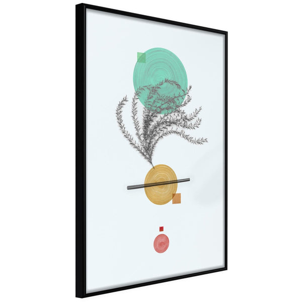 Inramad Poster / Tavla - Geometric Installation with a Plant-Poster Inramad-Artgeist-20x30-Svart ram-peaceofhome.se