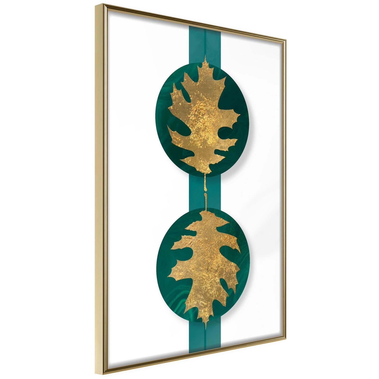 Inramad Poster / Tavla - Gilded Oak Leaves-Poster Inramad-Artgeist-20x30-Guldram-peaceofhome.se
