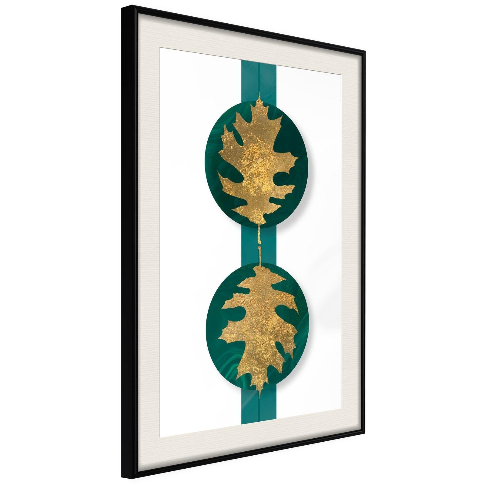 Inramad Poster / Tavla - Gilded Oak Leaves-Poster Inramad-Artgeist-20x30-Svart ram med passepartout-peaceofhome.se