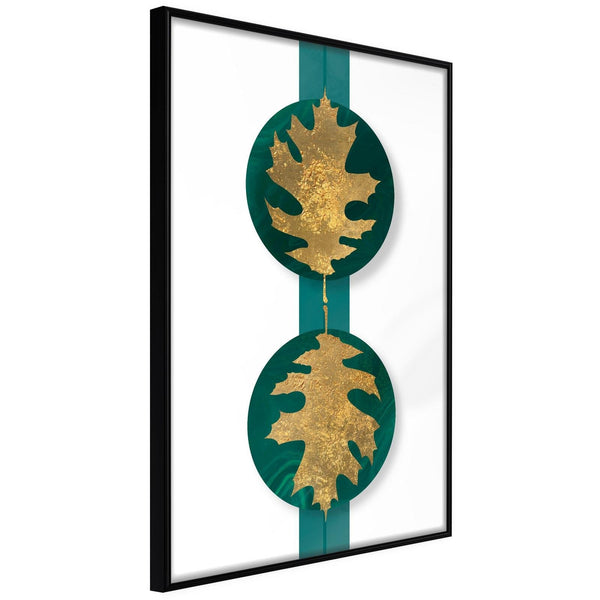 Inramad Poster / Tavla - Gilded Oak Leaves-Poster Inramad-Artgeist-20x30-Svart ram-peaceofhome.se