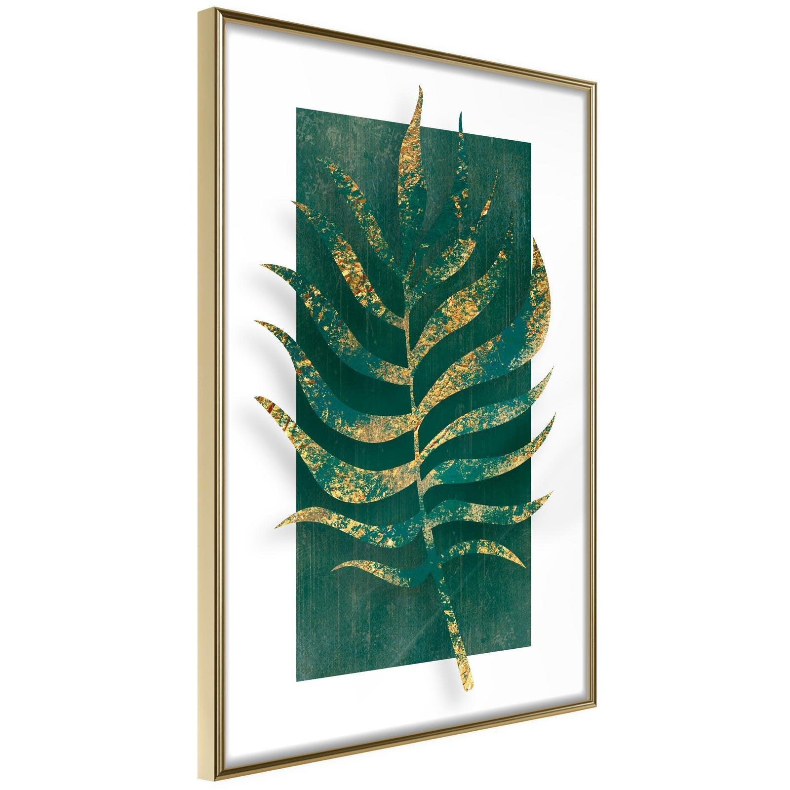 Inramad Poster / Tavla - Gilded Palm Leaf-Poster Inramad-Artgeist-20x30-Guldram-peaceofhome.se