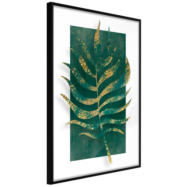 Inramad Poster / Tavla - Gilded Palm Leaf-Poster Inramad-Artgeist-20x30-Svart ram-peaceofhome.se