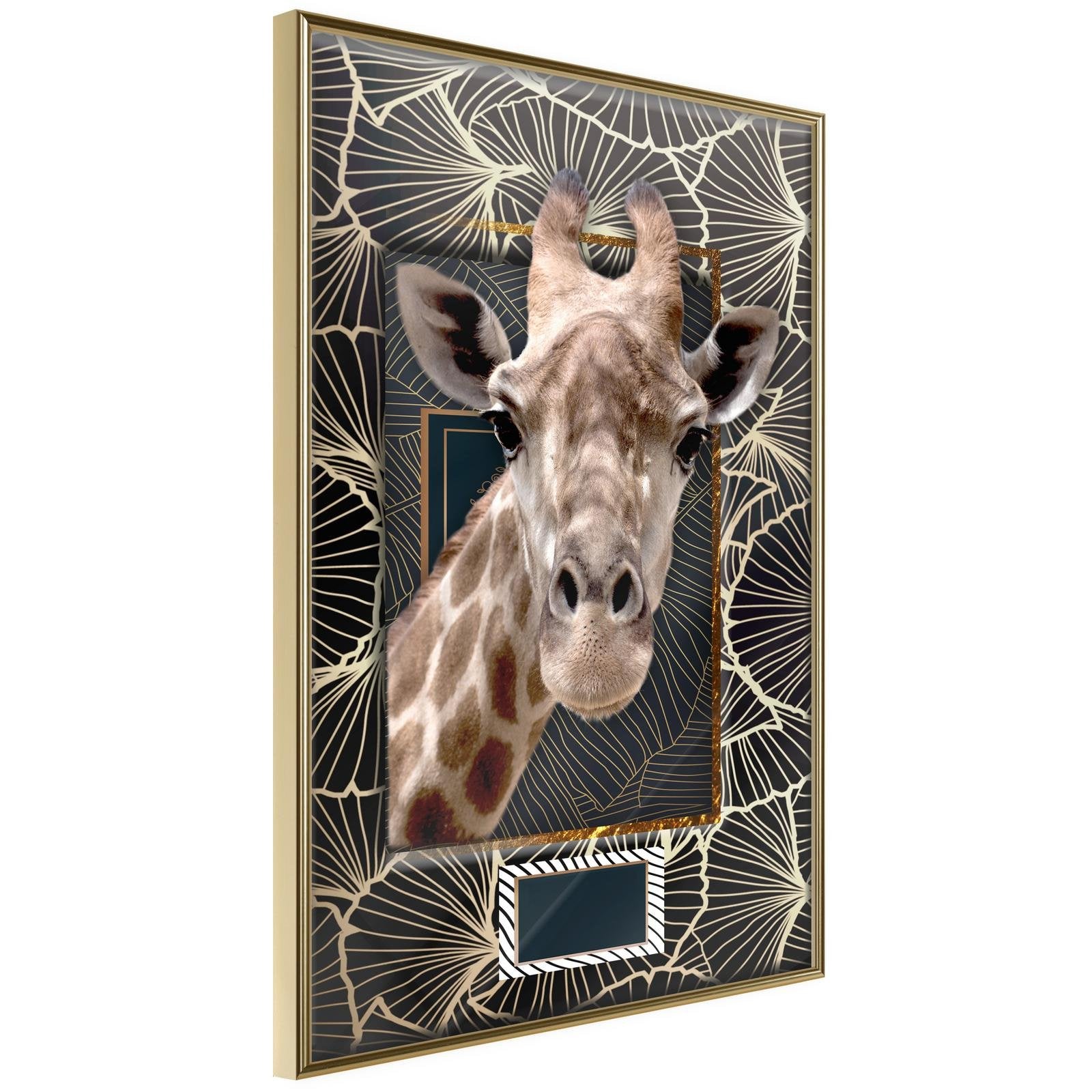 Inramad Poster / Tavla - Giraffe in the Frame-Poster Inramad-Artgeist-20x30-Guldram-peaceofhome.se