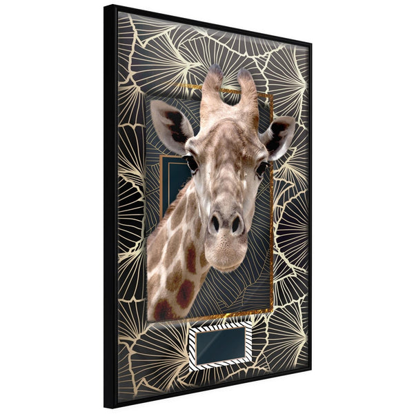 Inramad Poster / Tavla - Giraffe in the Frame-Poster Inramad-Artgeist-20x30-Svart ram-peaceofhome.se
