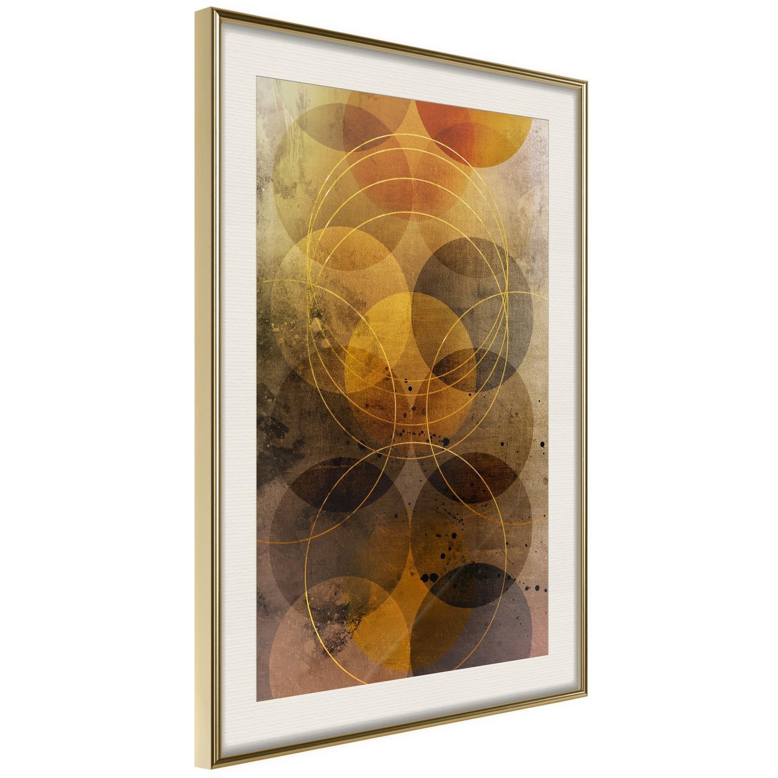 Inramad Poster / Tavla - Golden Circles-Poster Inramad-Artgeist-20x30-Guldram med passepartout-peaceofhome.se