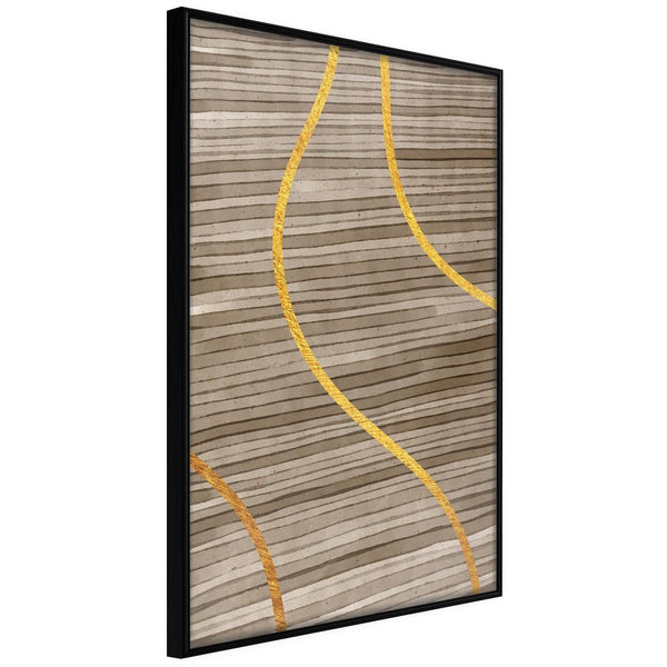 Inramad Poster / Tavla - Golden Stripes-Poster Inramad-Artgeist-20x30-Svart ram-peaceofhome.se