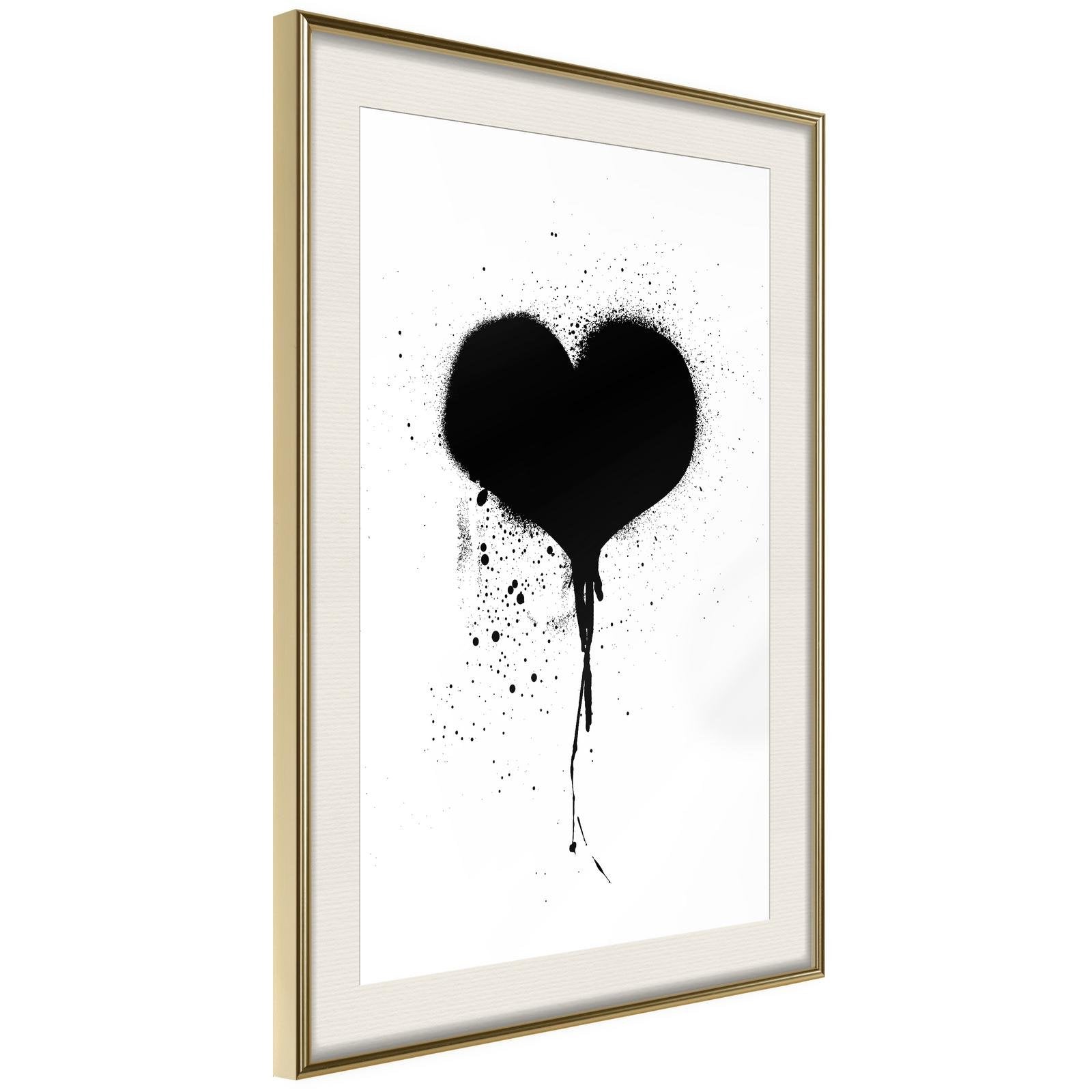 Inramad Poster / Tavla - Graffiti Heart-Poster Inramad-Artgeist-20x30-Guldram med passepartout-peaceofhome.se