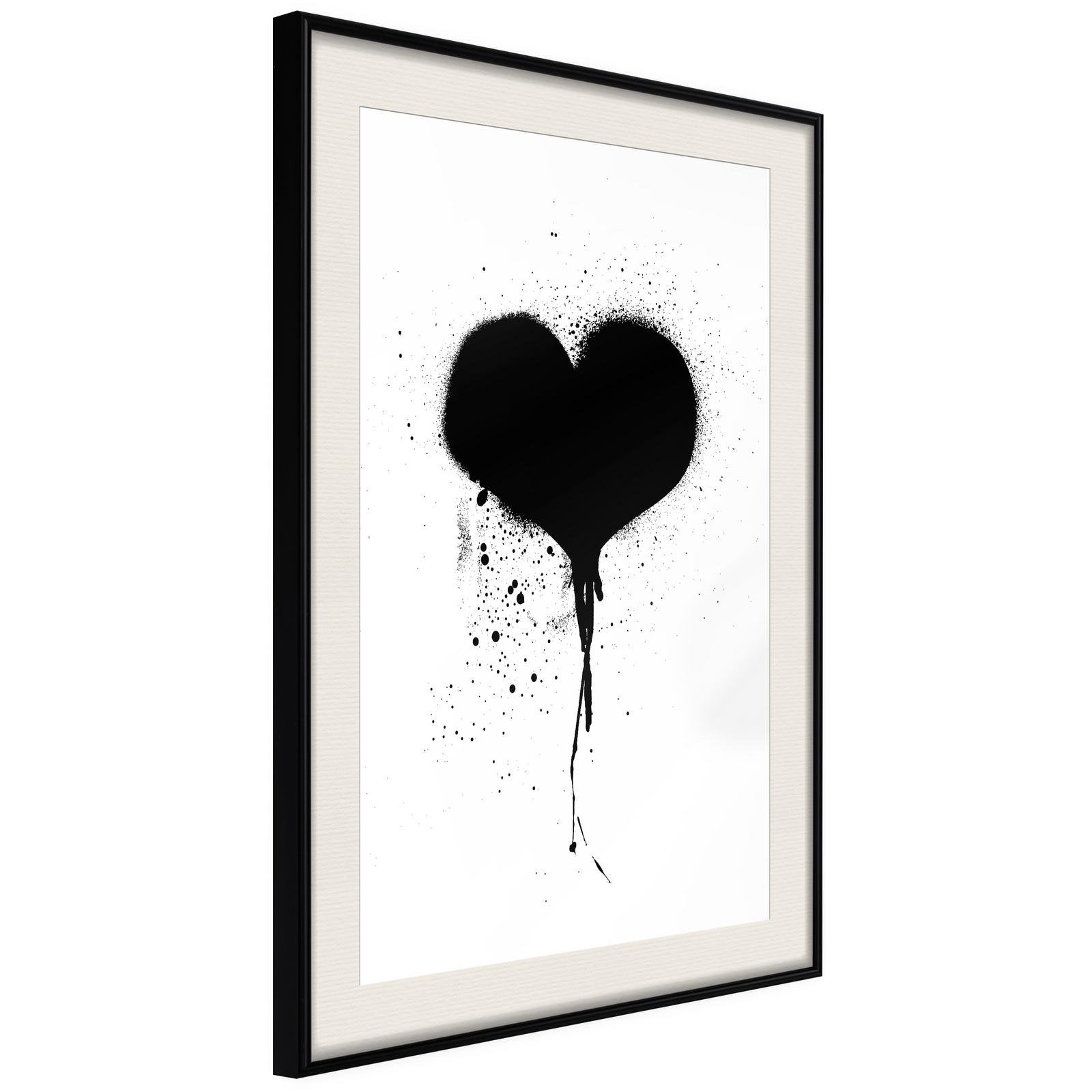 Inramad Poster / Tavla - Graffiti Heart-Poster Inramad-Artgeist-20x30-Svart ram med passepartout-peaceofhome.se