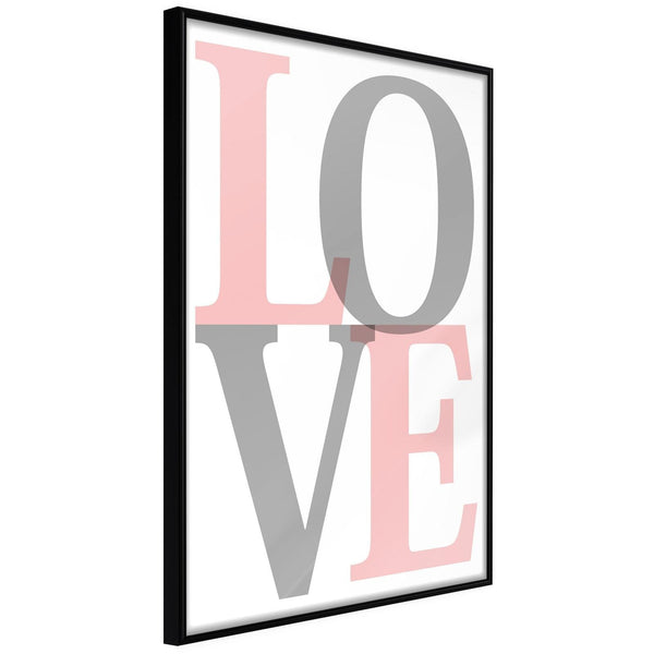 Inramad Poster / Tavla - Grey-Pink Love-Poster Inramad-Artgeist-20x30-Svart ram-peaceofhome.se