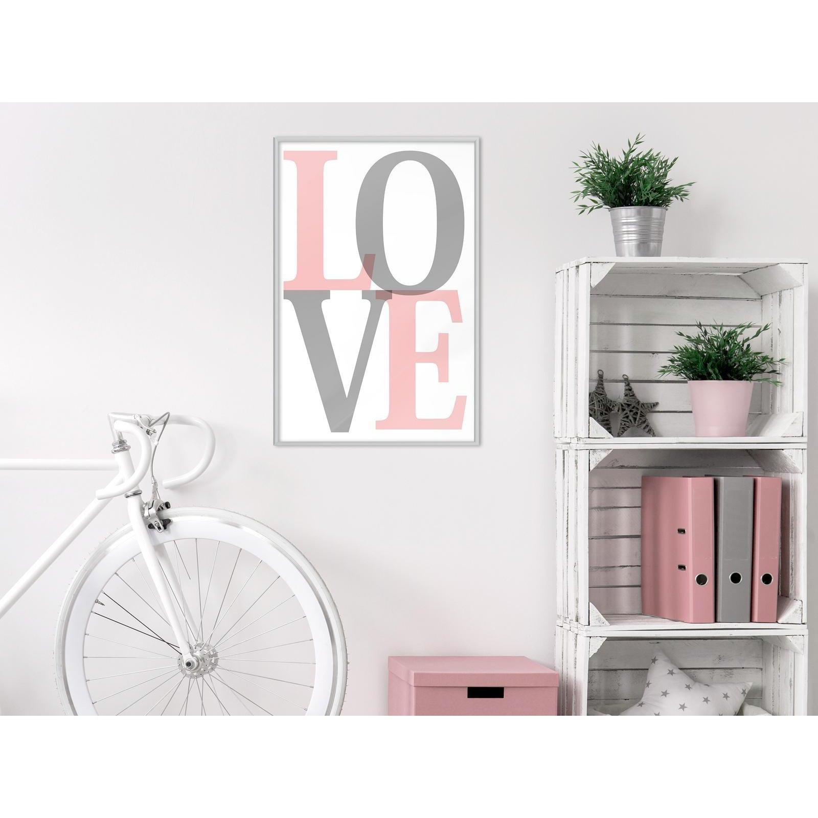 Inramad Poster / Tavla - Grey-Pink Love-Poster Inramad-Artgeist-peaceofhome.se