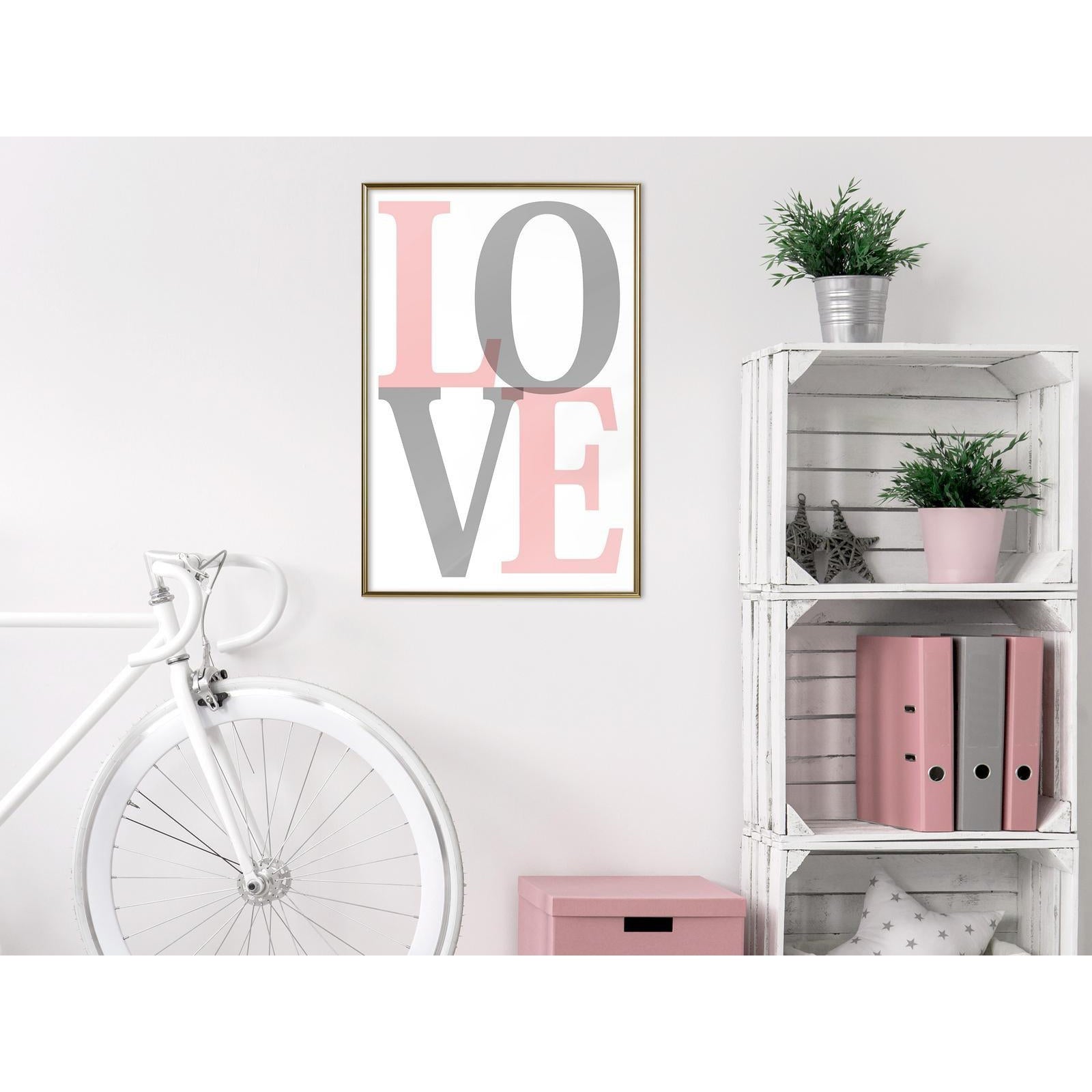 Inramad Poster / Tavla - Grey-Pink Love-Poster Inramad-Artgeist-peaceofhome.se