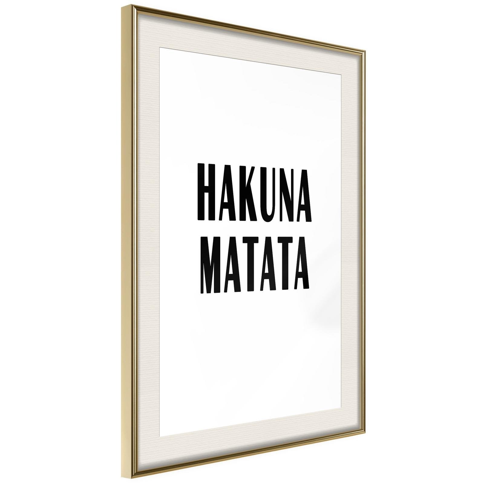 Inramad Poster / Tavla - Hakuna Matata-Poster Inramad-Artgeist-20x30-Guldram med passepartout-peaceofhome.se