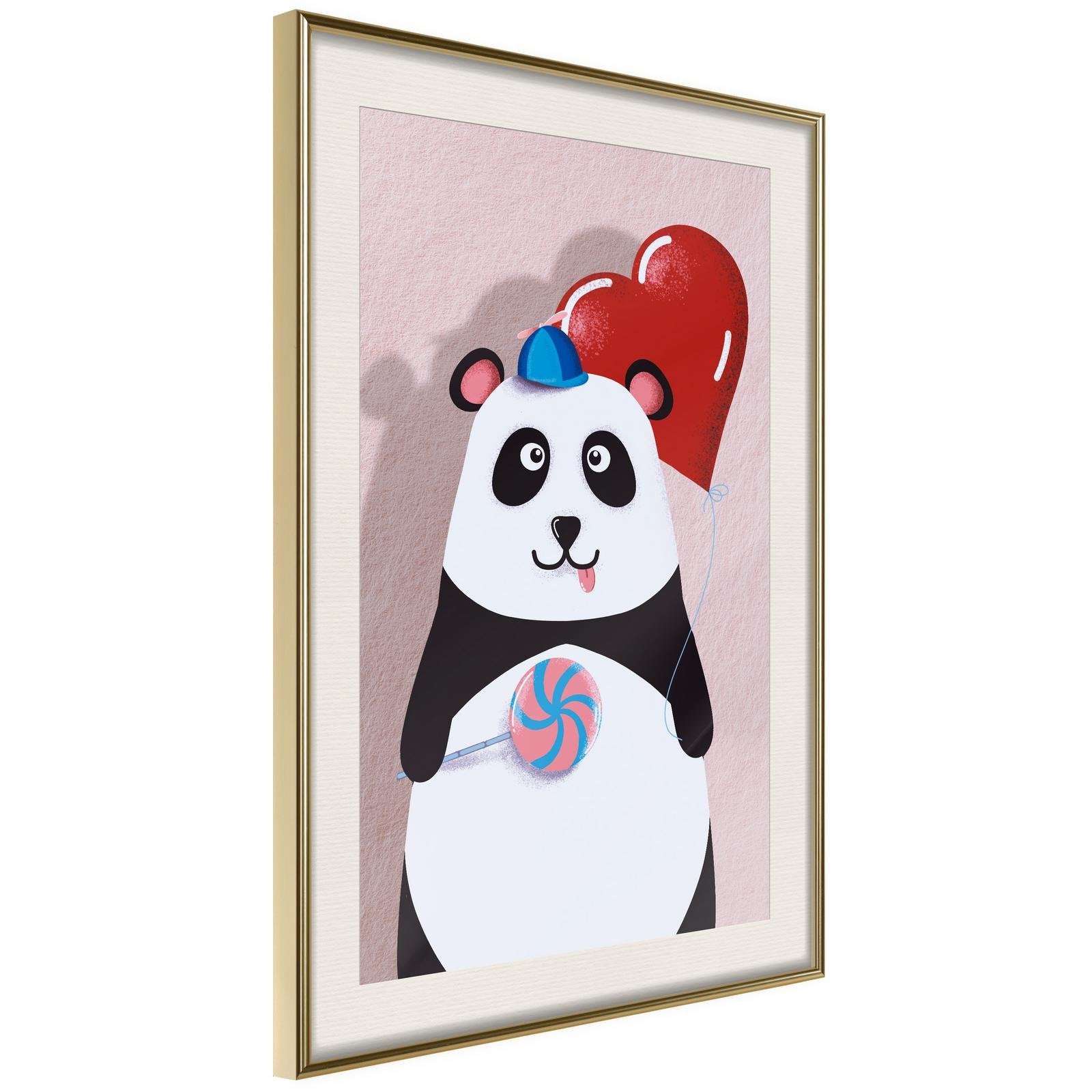 Inramad Poster / Tavla - Happy Panda-Poster Inramad-Artgeist-20x30-Guldram med passepartout-peaceofhome.se
