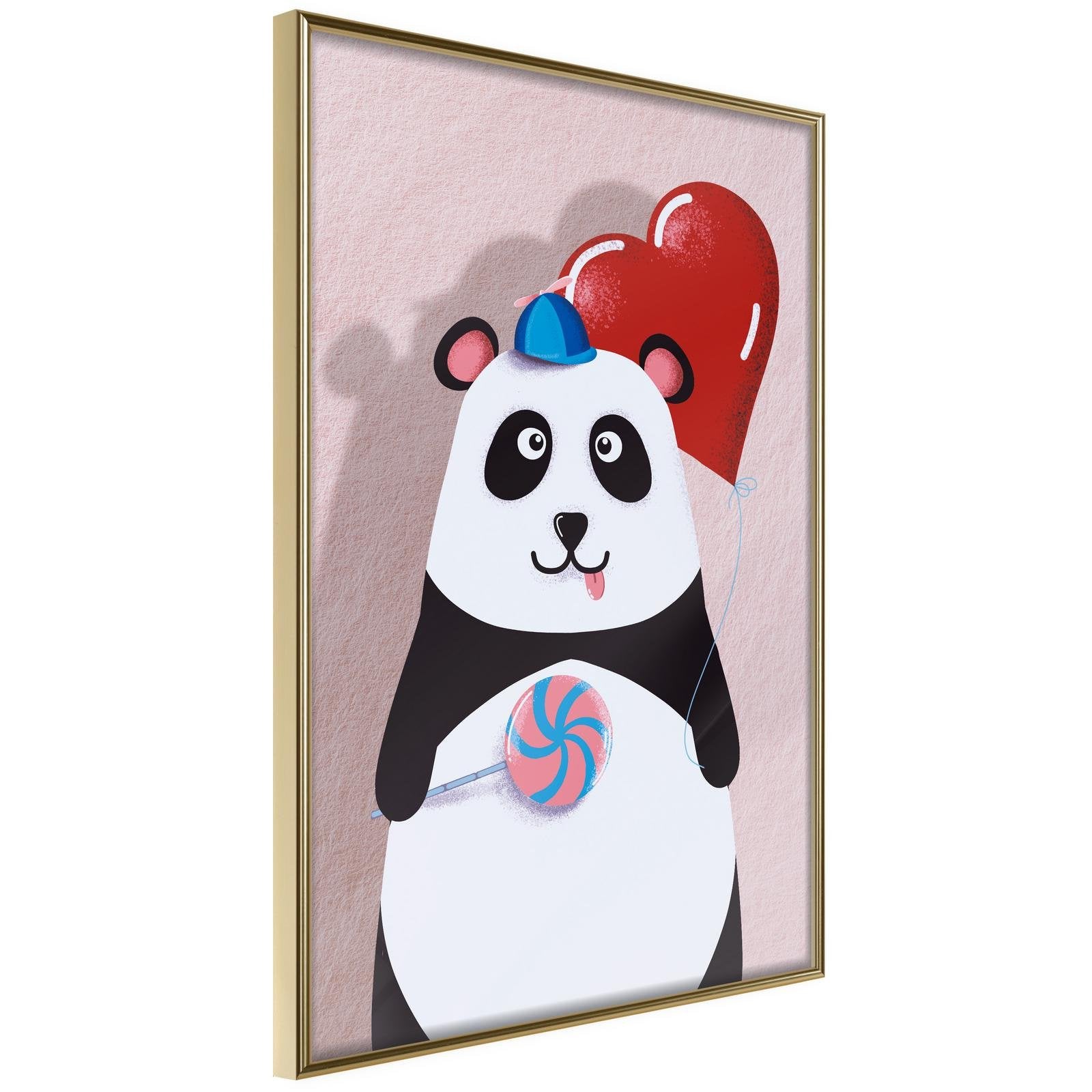 Inramad Poster / Tavla - Happy Panda-Poster Inramad-Artgeist-20x30-Guldram-peaceofhome.se