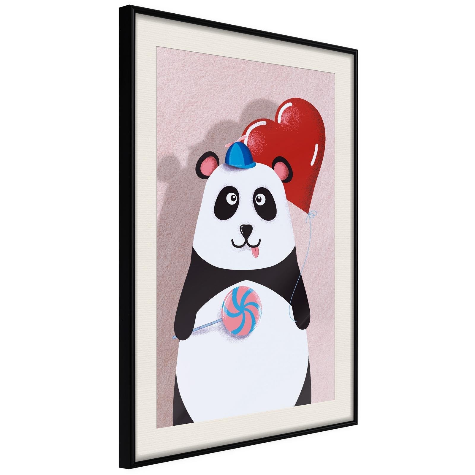 Inramad Poster / Tavla - Happy Panda-Poster Inramad-Artgeist-20x30-Svart ram med passepartout-peaceofhome.se