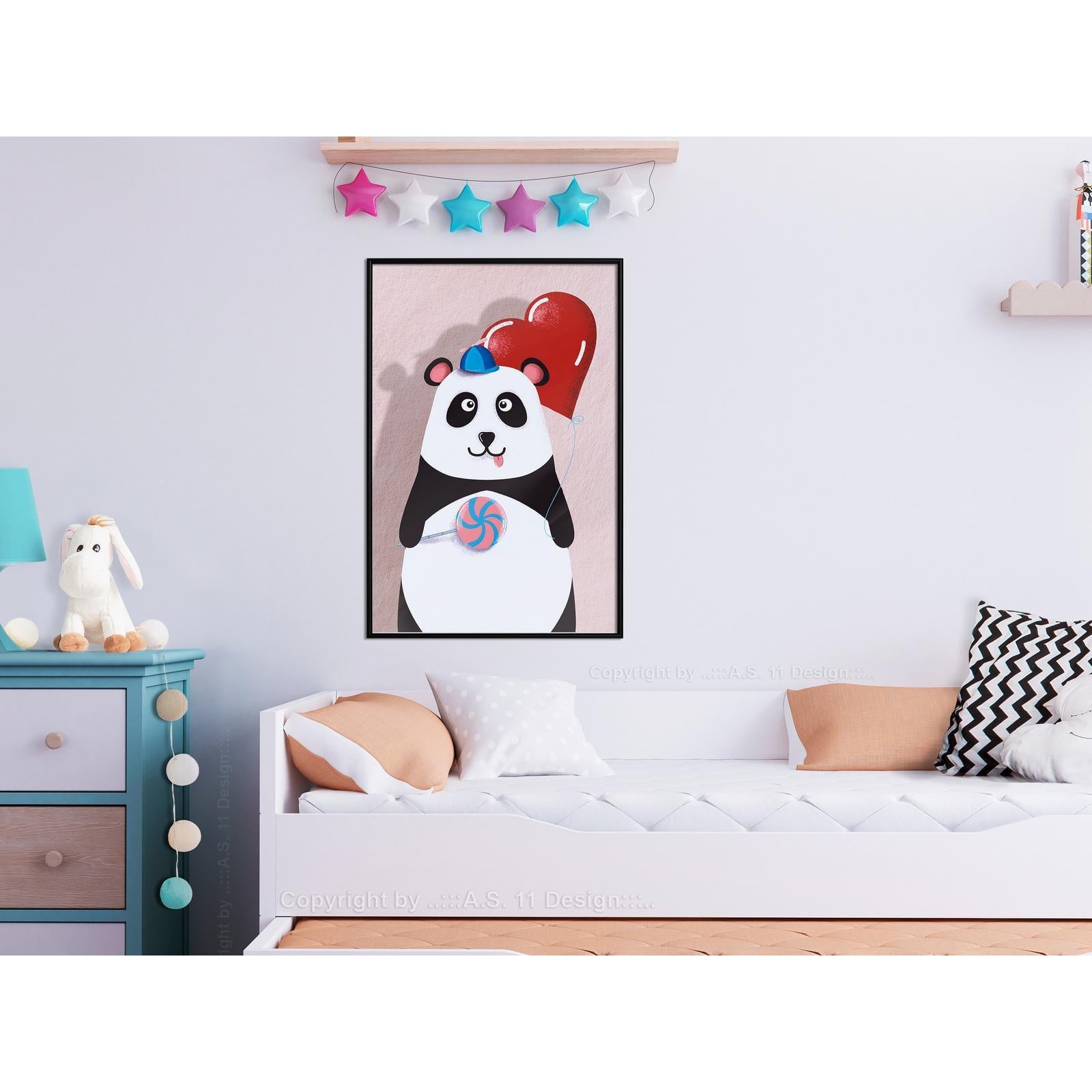 Inramad Poster / Tavla - Happy Panda-Poster Inramad-Artgeist-peaceofhome.se