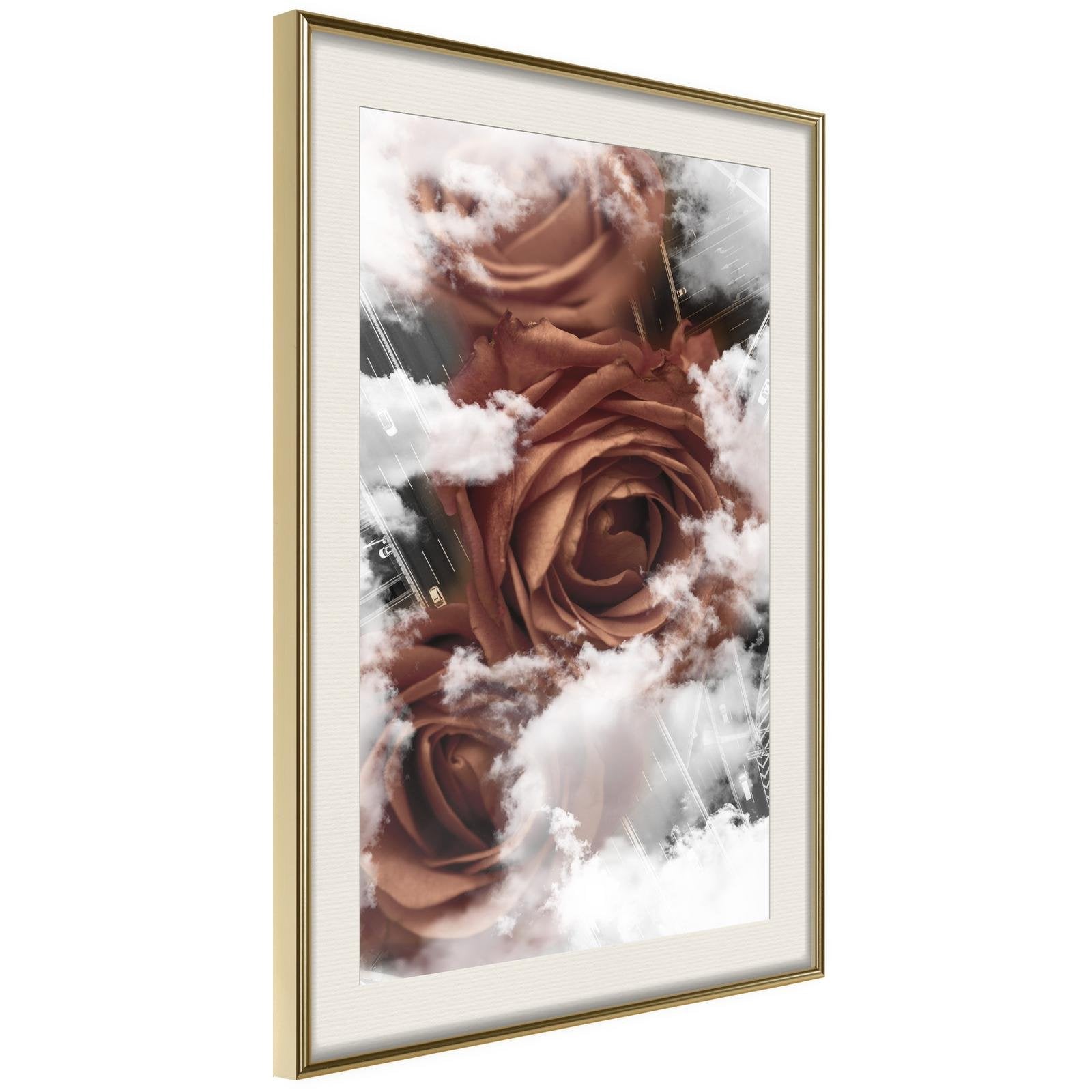 Inramad Poster / Tavla - Heavenly Roses-Poster Inramad-Artgeist-20x30-Guldram med passepartout-peaceofhome.se