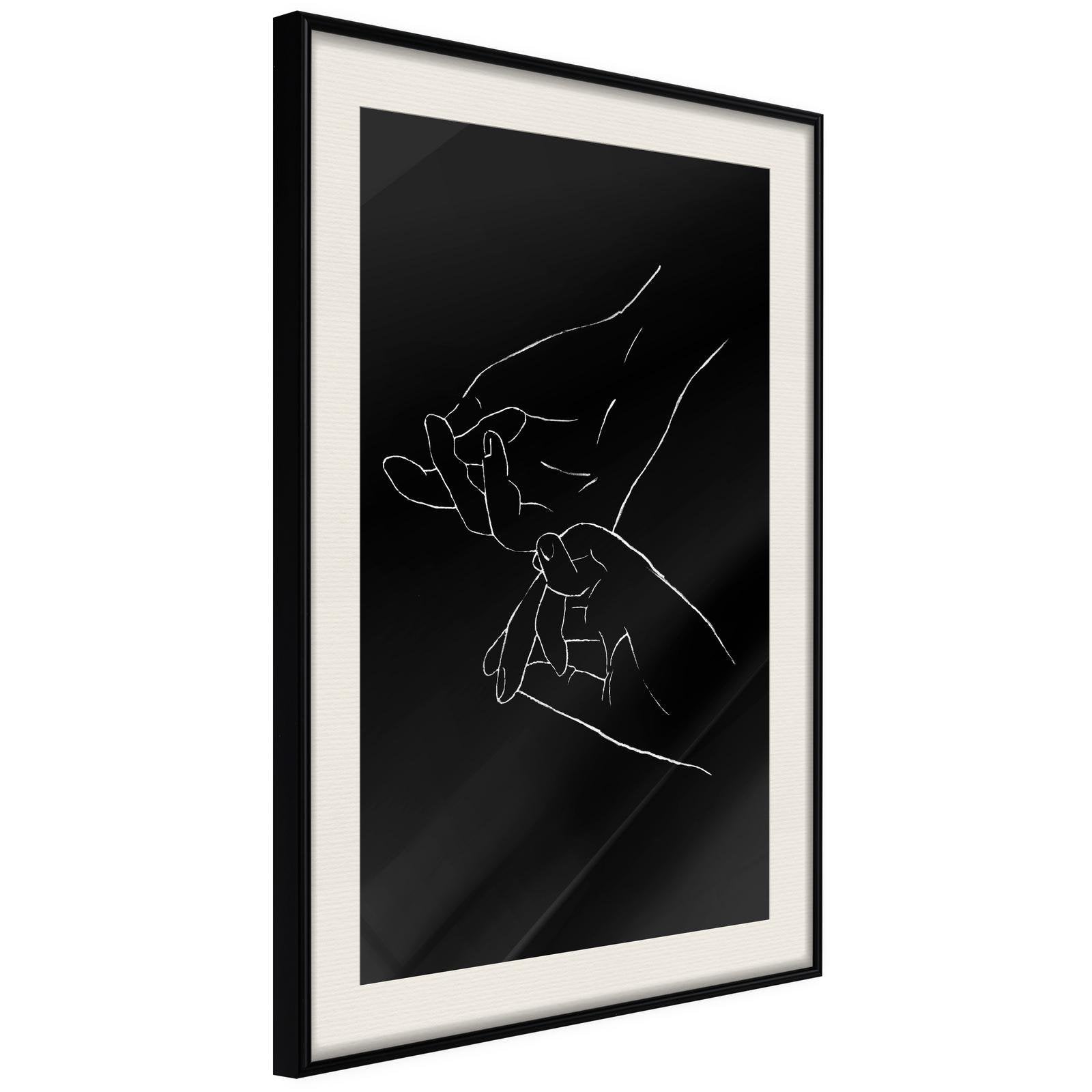 Inramad Poster / Tavla - Joined Hands (Black)-Poster Inramad-Artgeist-20x30-Svart ram med passepartout-peaceofhome.se