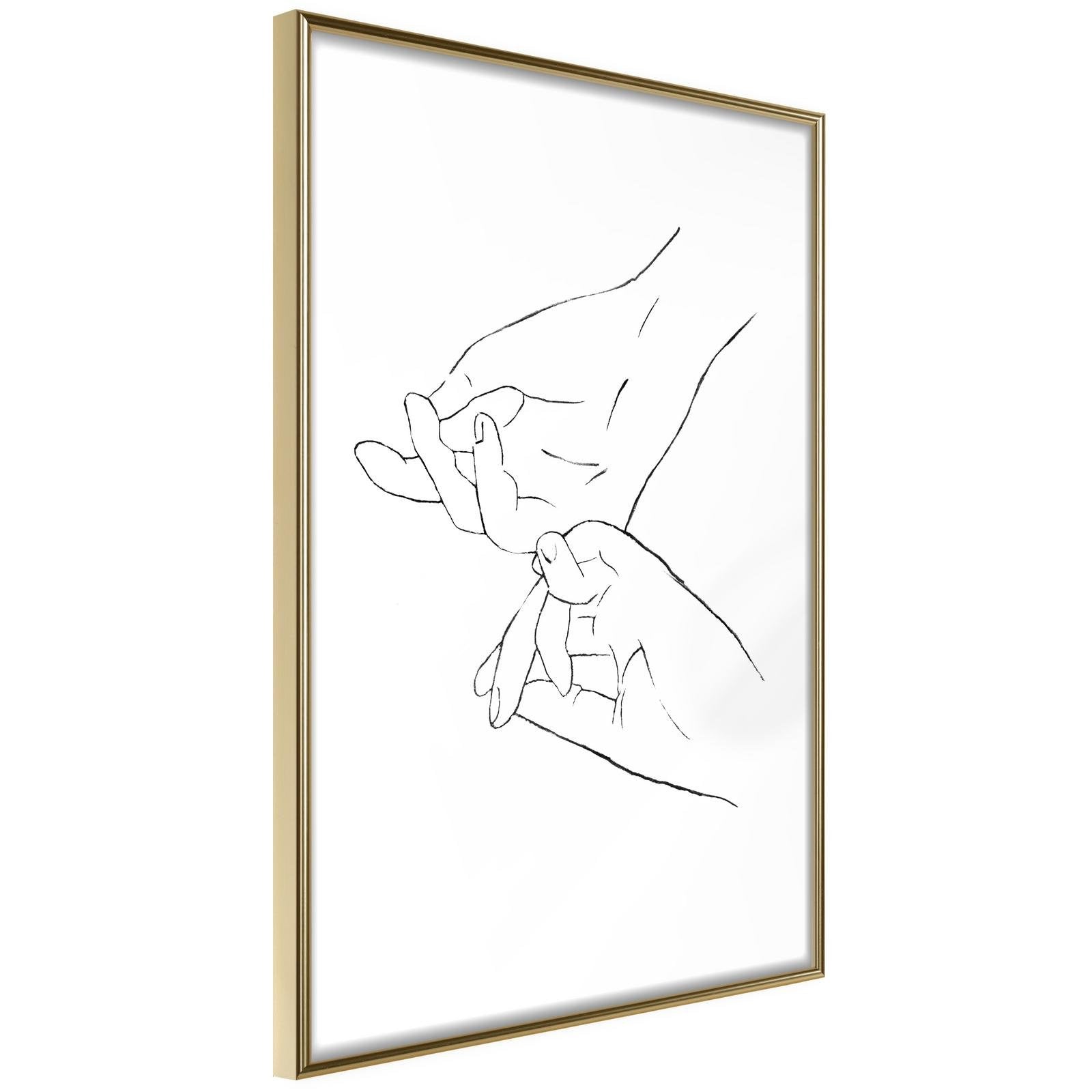 Inramad Poster / Tavla - Joined Hands (White)-Poster Inramad-Artgeist-20x30-Guldram-peaceofhome.se