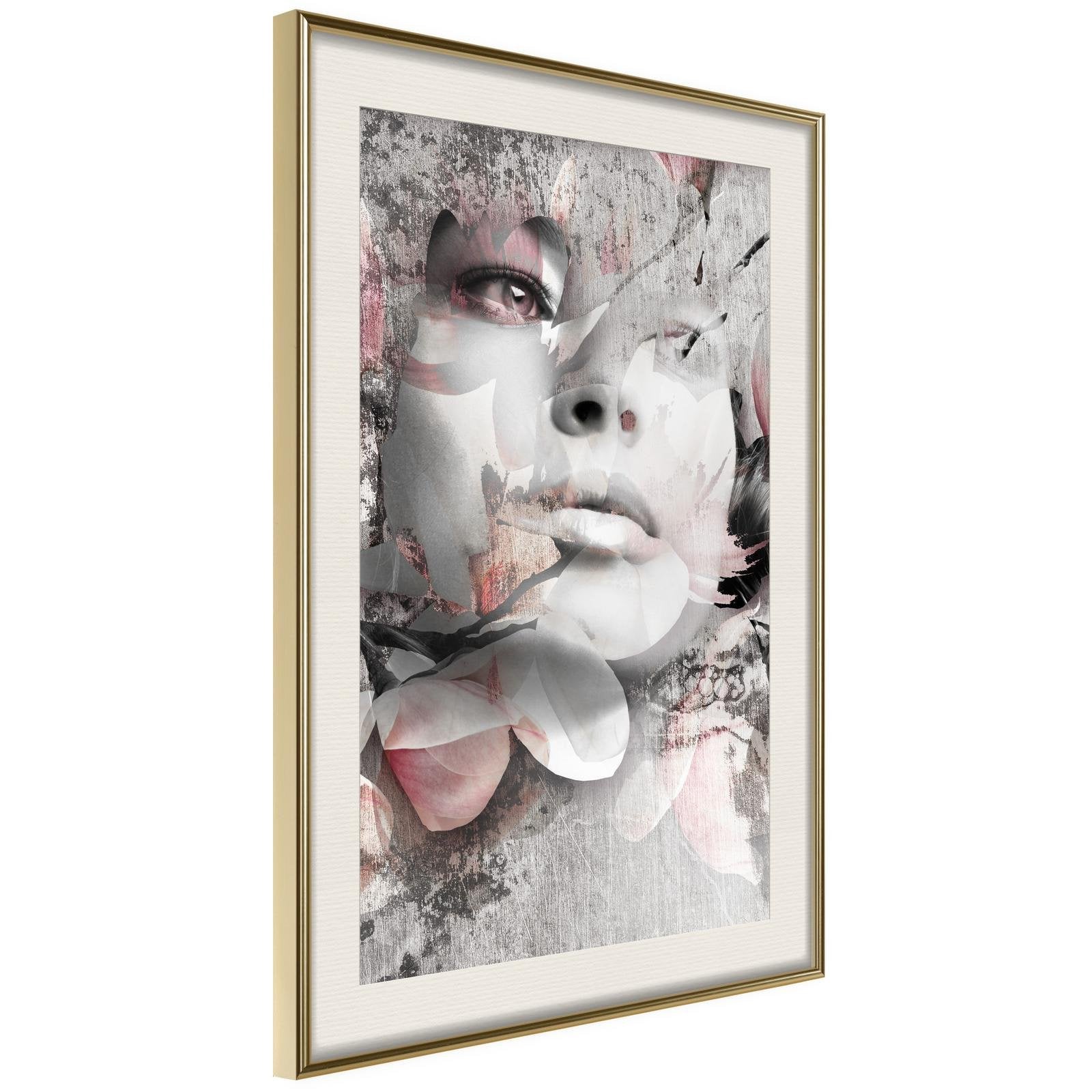 Inramad Poster / Tavla - Lady in the Flowers-Poster Inramad-Artgeist-20x30-Guldram med passepartout-peaceofhome.se