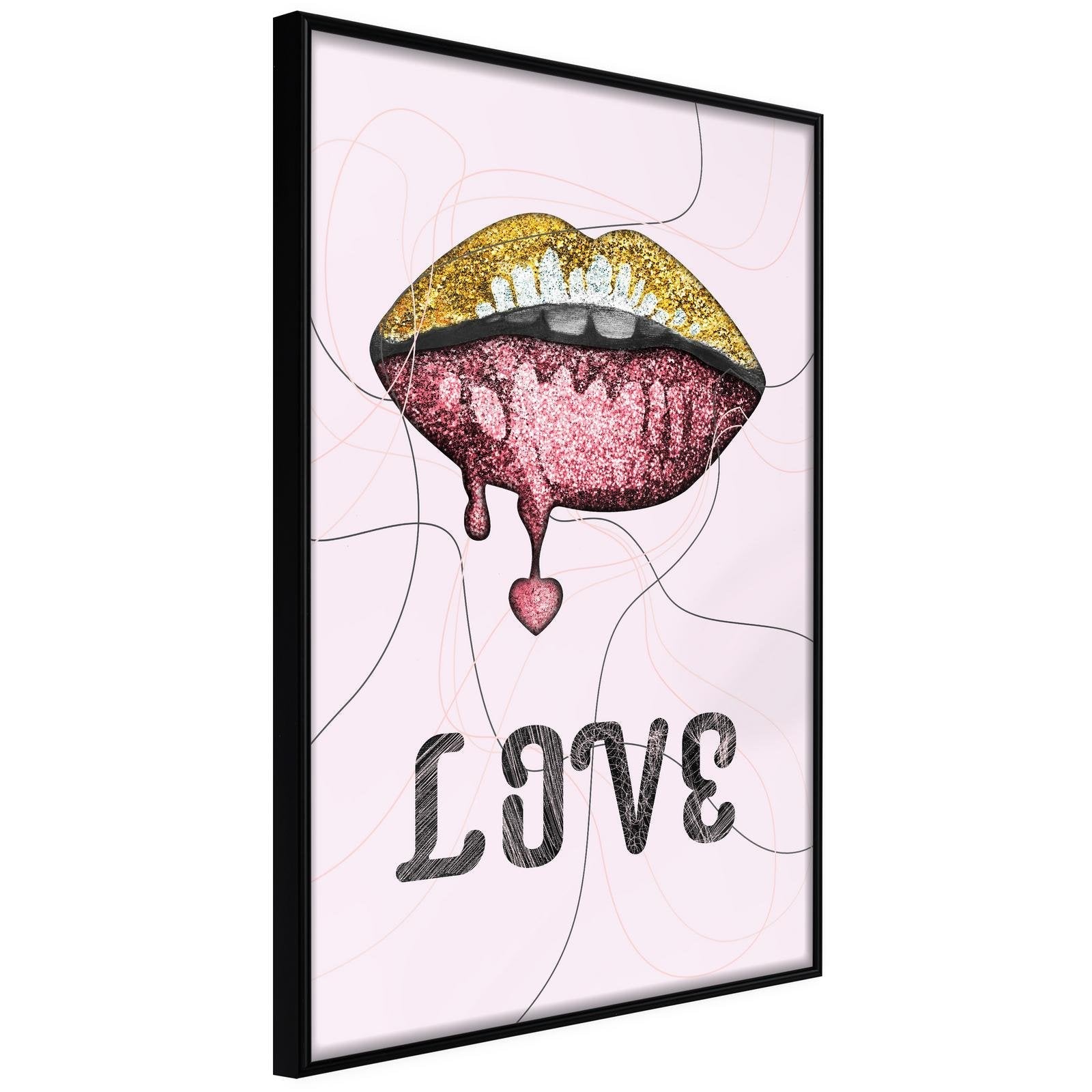 Inramad Poster / Tavla - Lip Gloss and Love-Poster Inramad-Artgeist-20x30-Svart ram-peaceofhome.se