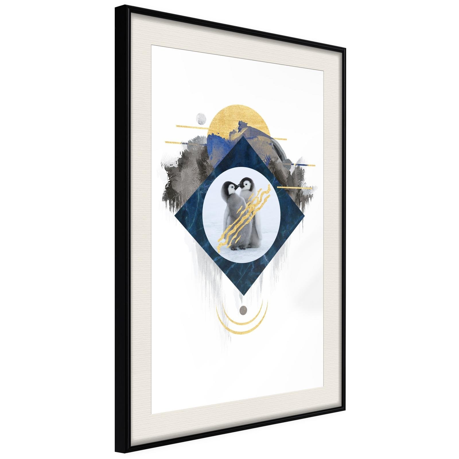Inramad Poster / Tavla - Little Penguins-Poster Inramad-Artgeist-20x30-Svart ram med passepartout-peaceofhome.se