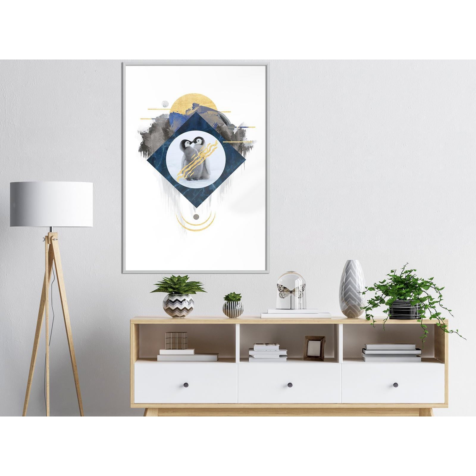 Inramad Poster / Tavla - Little Penguins-Poster Inramad-Artgeist-peaceofhome.se