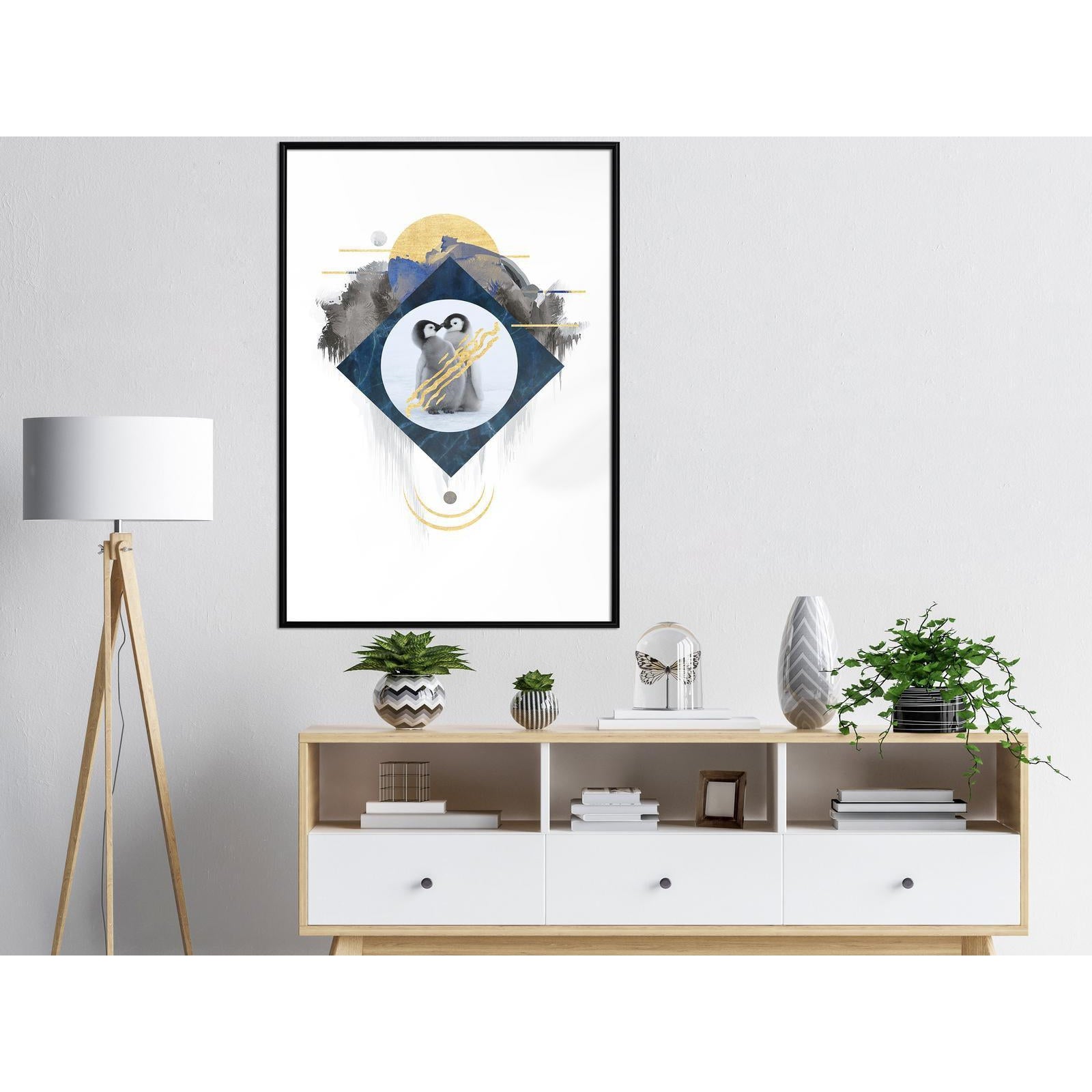 Inramad Poster / Tavla - Little Penguins-Poster Inramad-Artgeist-peaceofhome.se