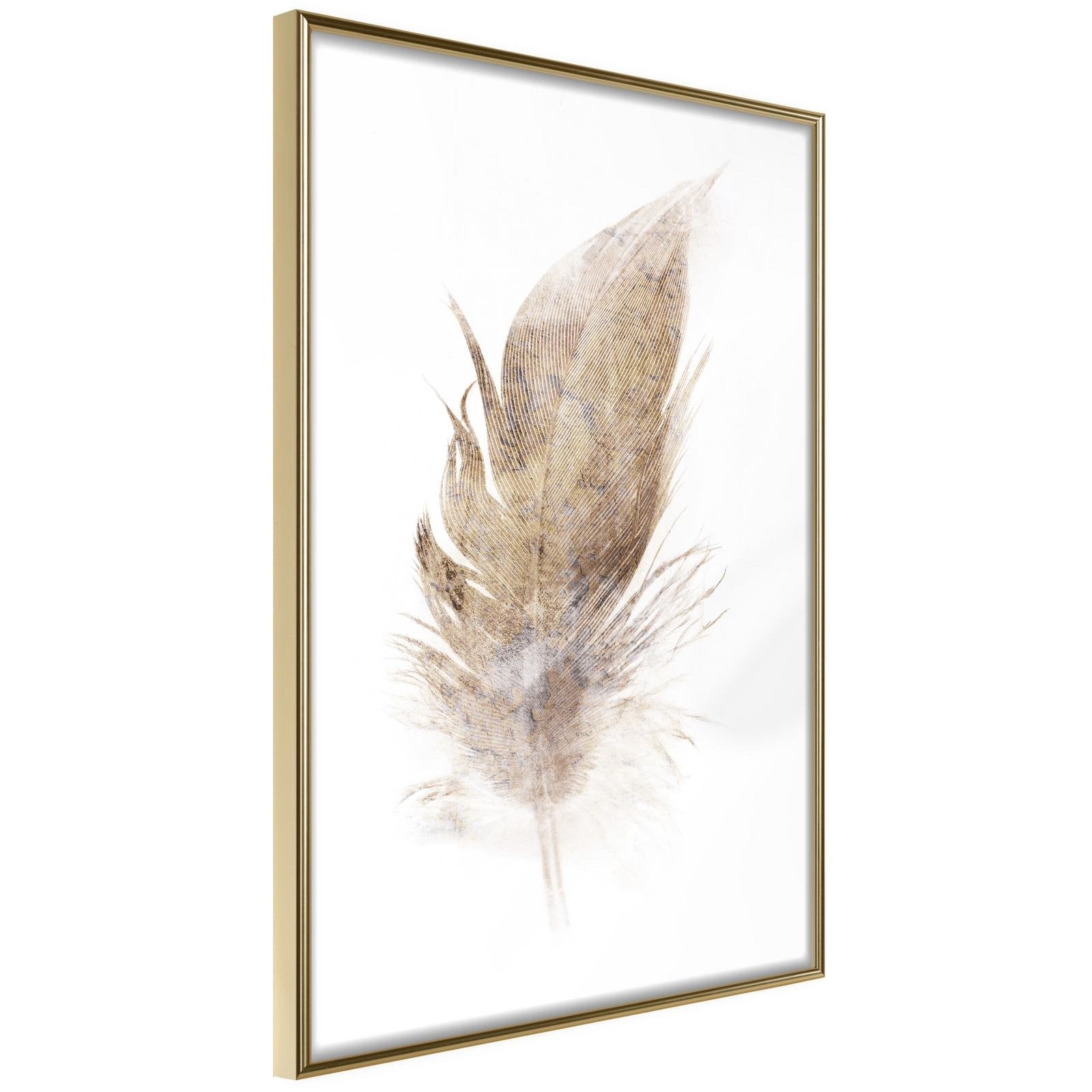 Inramad Poster / Tavla - Lost Feather (Beige)-Poster Inramad-Artgeist-20x30-Guldram-peaceofhome.se