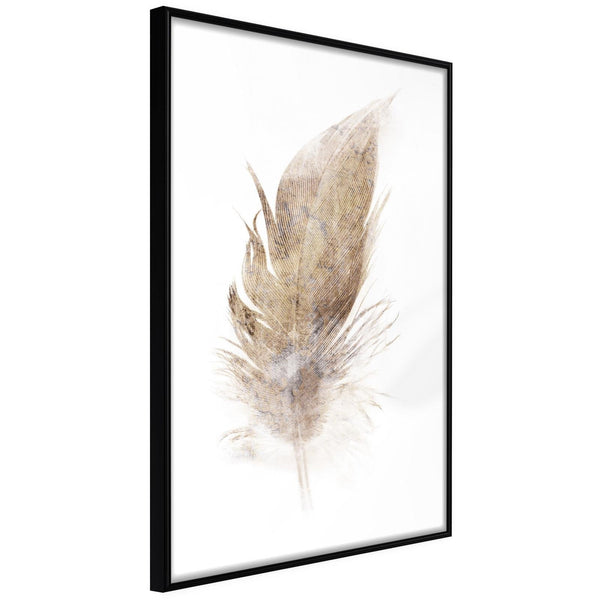 Inramad Poster / Tavla - Lost Feather (Beige)-Poster Inramad-Artgeist-20x30-Svart ram-peaceofhome.se