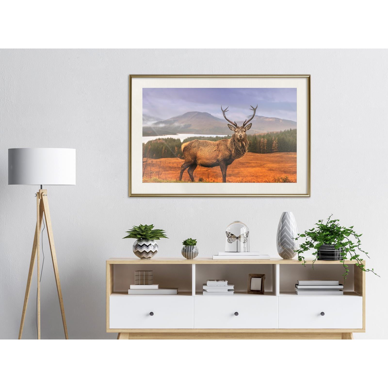 Inramad Poster / Tavla - Majestic Deer-Poster Inramad-Artgeist-peaceofhome.se