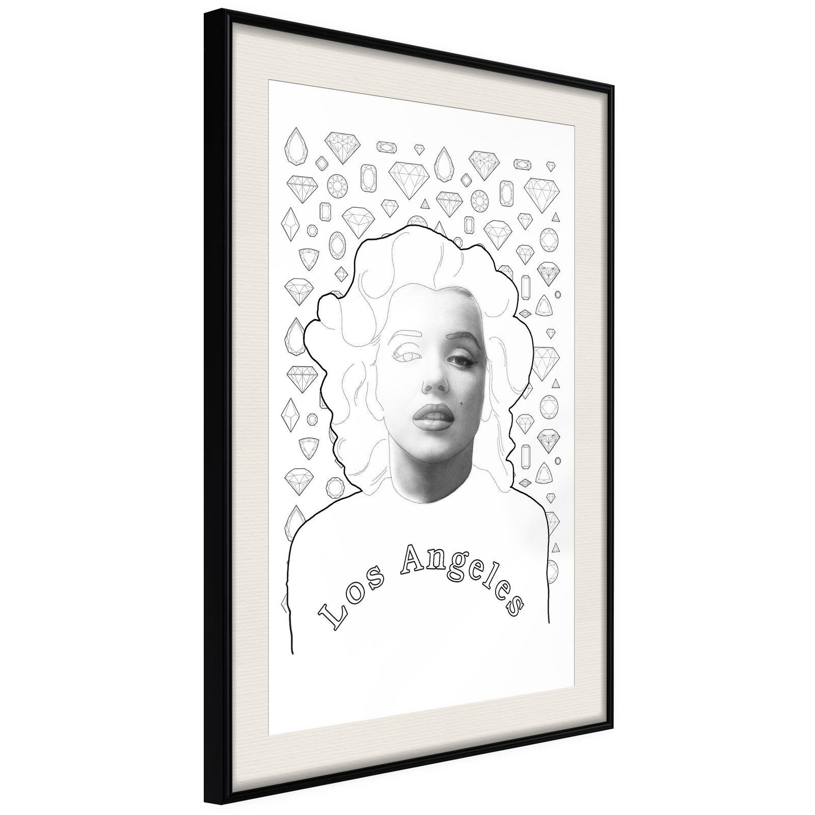 Inramad Poster / Tavla - Marilyn in Los Angeles-Poster Inramad-Artgeist-20x30-Svart ram med passepartout-peaceofhome.se