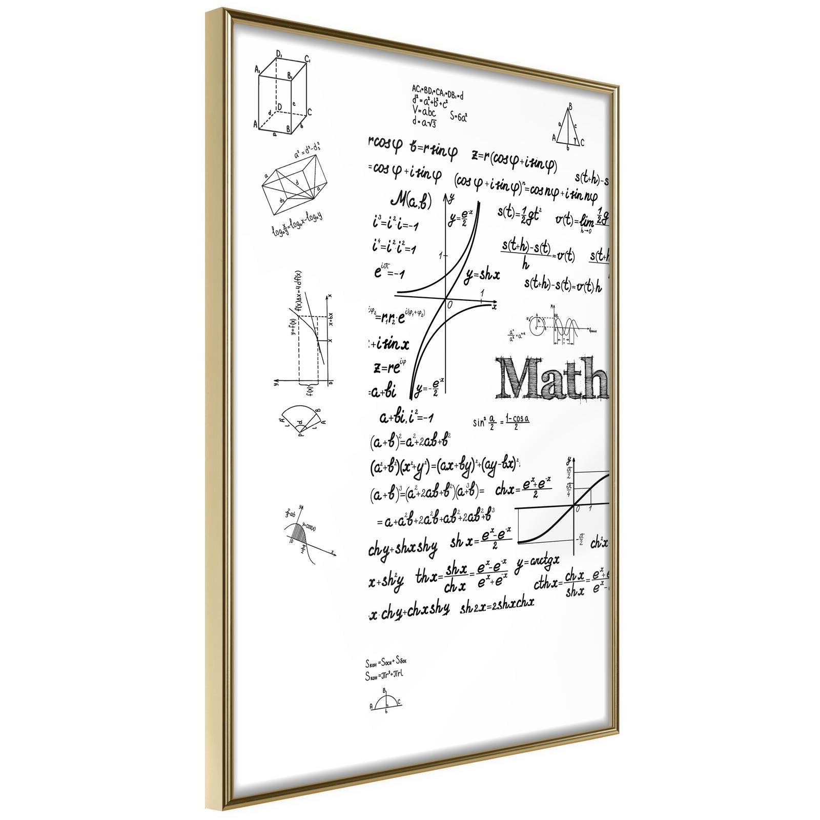 Inramad Poster / Tavla - Math Formulas-Poster Inramad-Artgeist-20x30-Guldram-peaceofhome.se