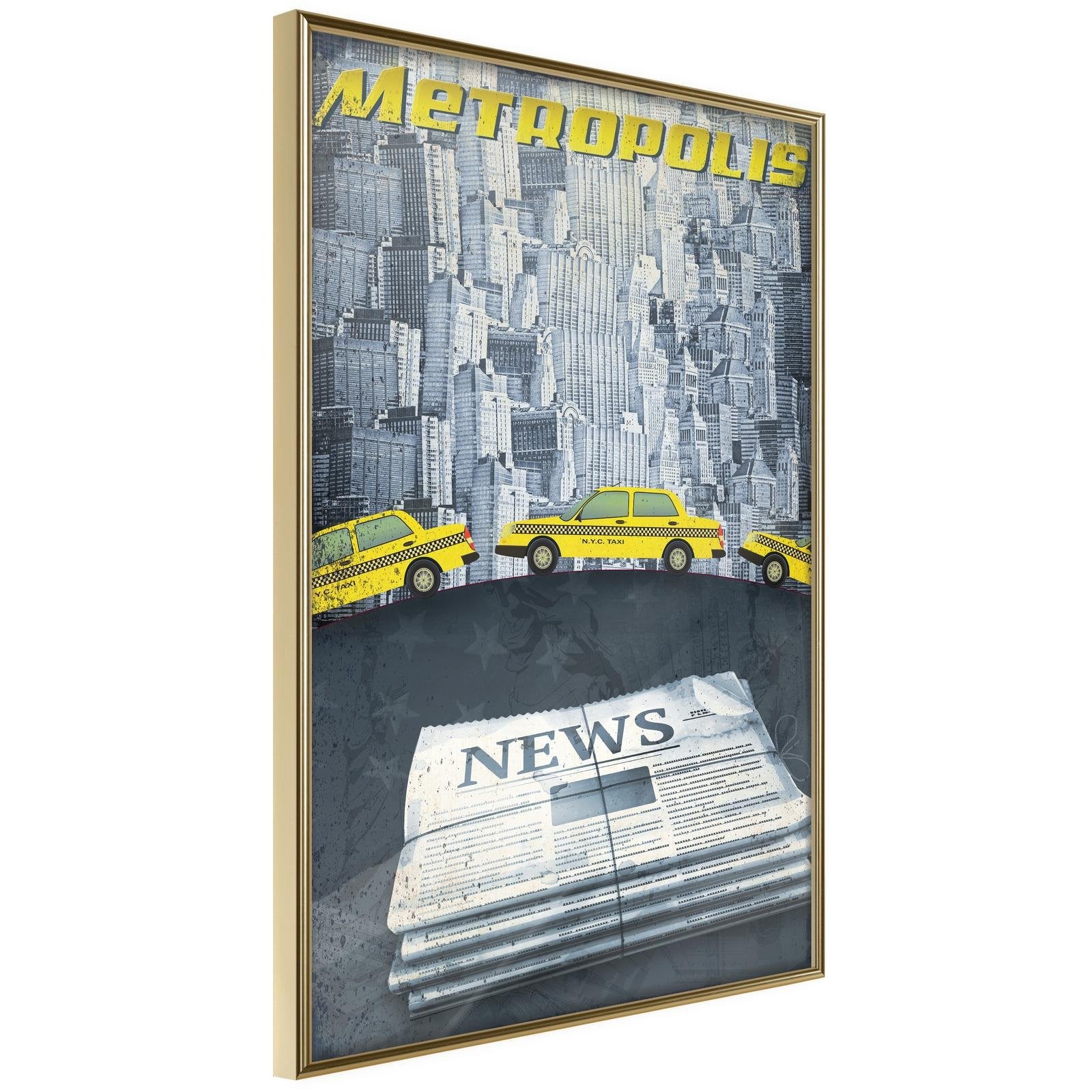Inramad Poster / Tavla - Metropolis News-Poster Inramad-Artgeist-20x30-Guldram-peaceofhome.se