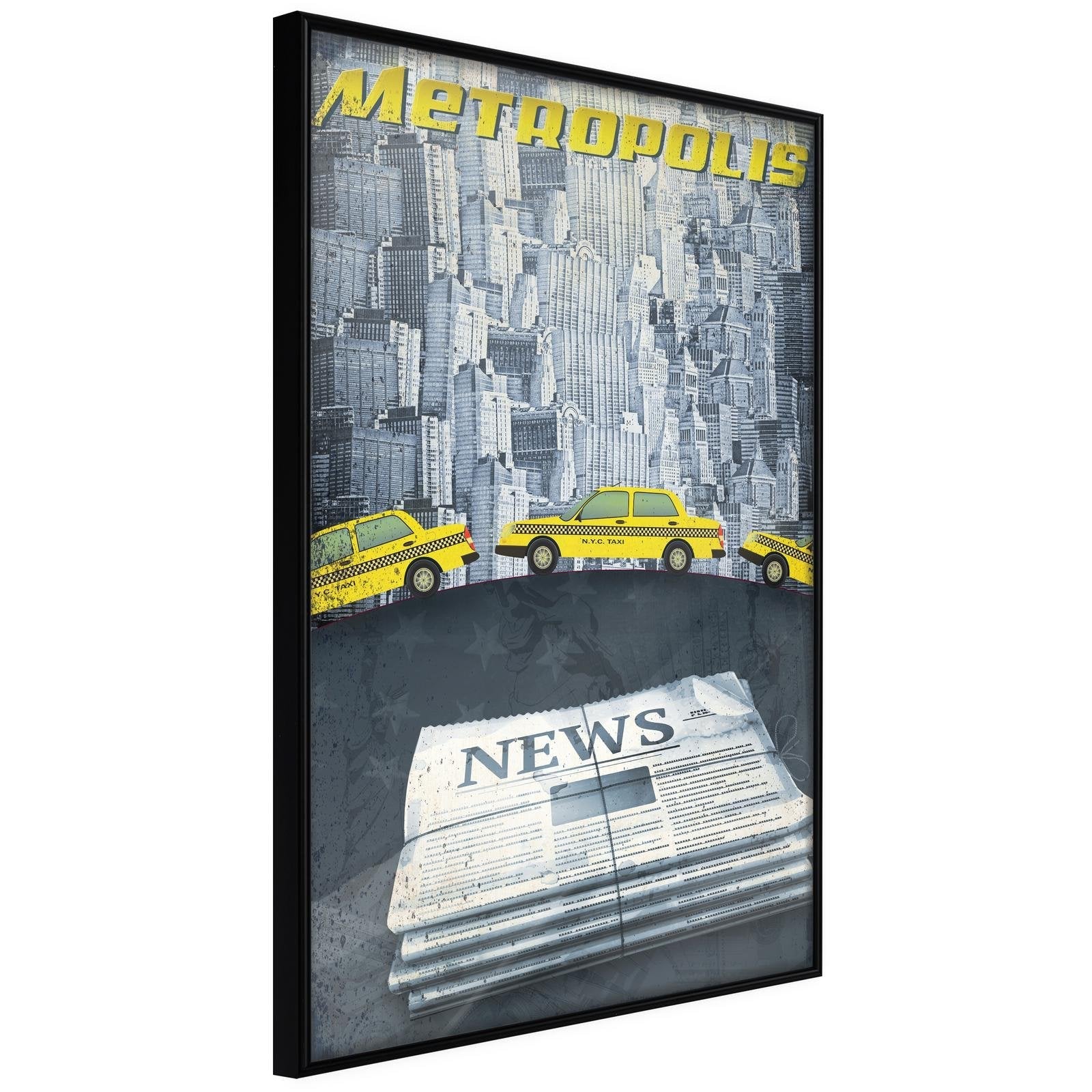 Inramad Poster / Tavla - Metropolis News-Poster Inramad-Artgeist-20x30-Svart ram-peaceofhome.se