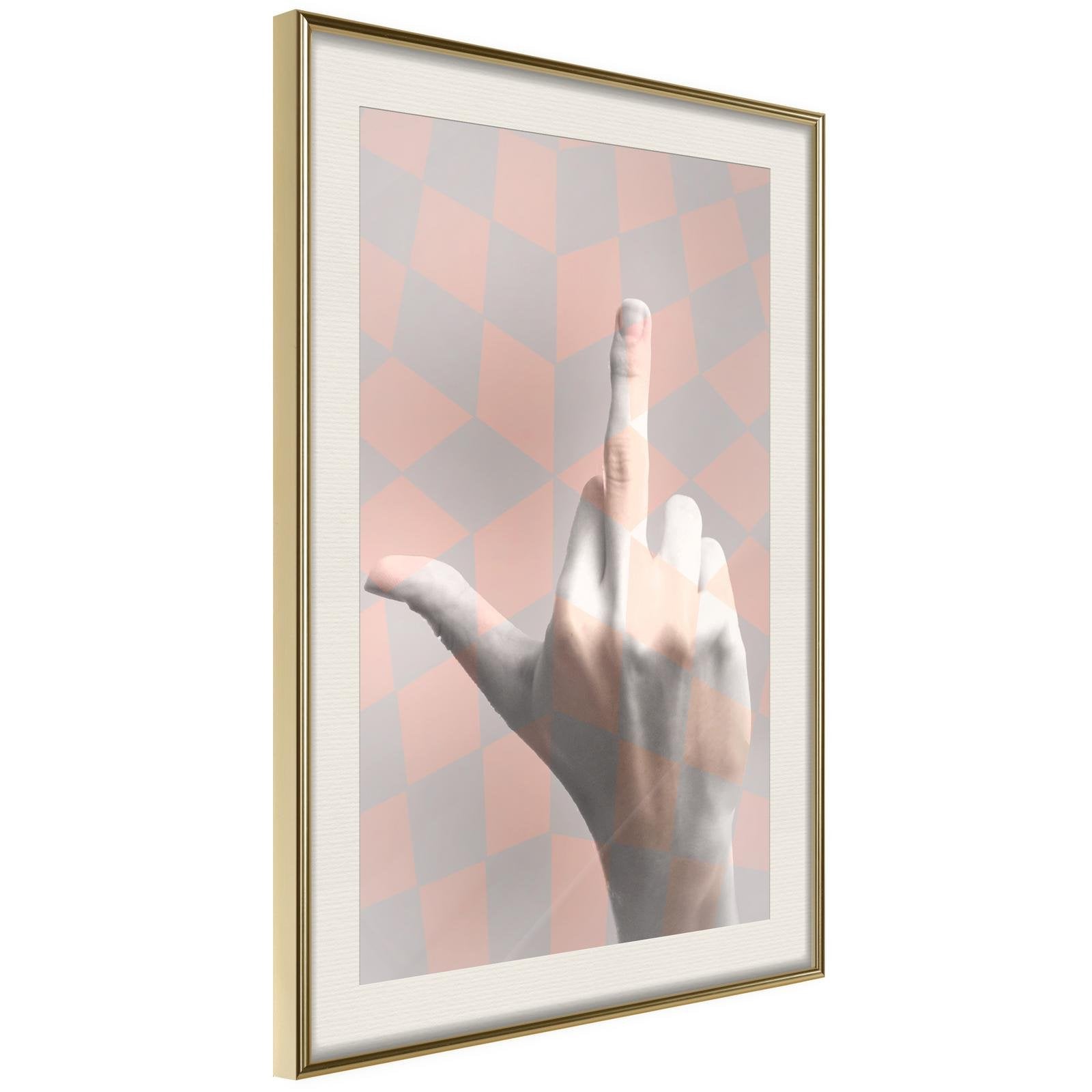 Inramad Poster / Tavla - Middle Finger-Poster Inramad-Artgeist-20x30-Guldram med passepartout-peaceofhome.se