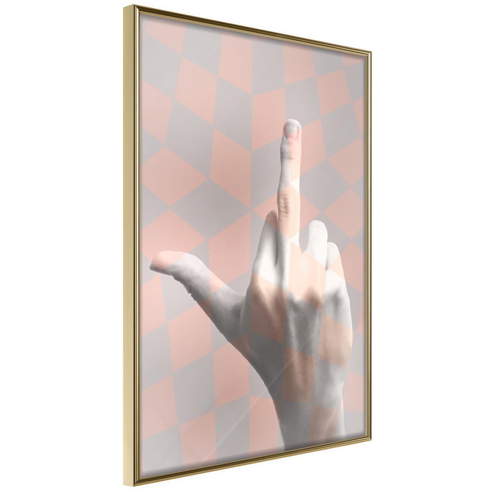 Inramad Poster / Tavla - Middle Finger-Poster Inramad-Artgeist-20x30-Guldram-peaceofhome.se