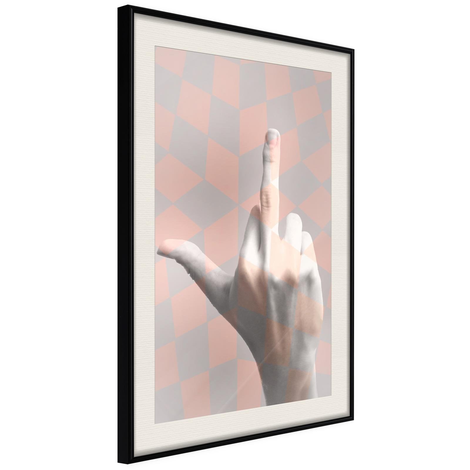 Inramad Poster / Tavla - Middle Finger-Poster Inramad-Artgeist-20x30-Svart ram med passepartout-peaceofhome.se