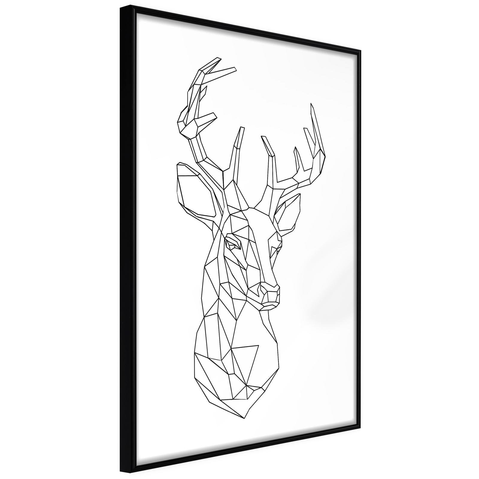 Inramad Poster / Tavla - Minimalist Deer-Poster Inramad-Artgeist-20x30-Svart ram-peaceofhome.se