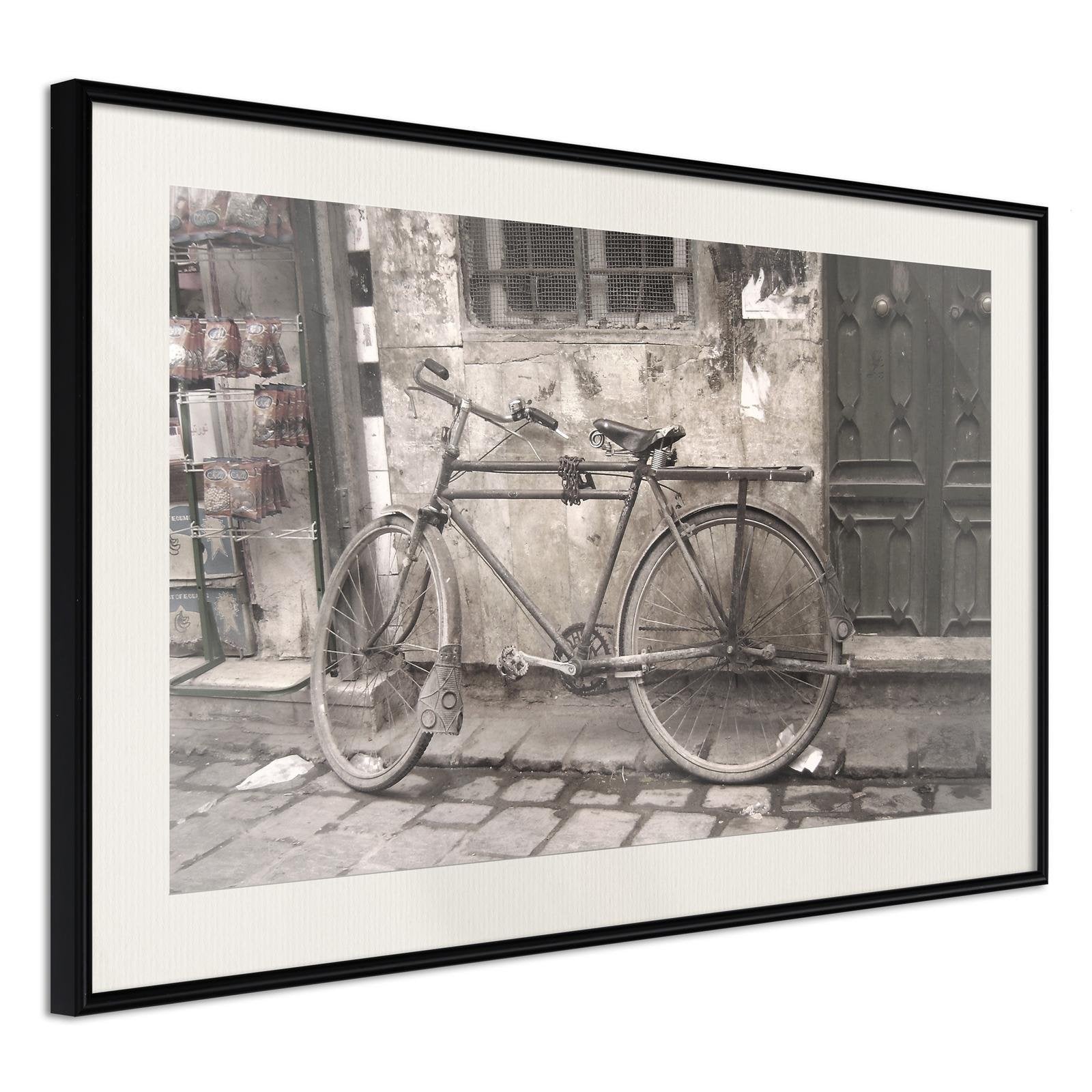 Inramad Poster / Tavla - Old Bicycle-Poster Inramad-Artgeist-30x20-Svart ram med passepartout-peaceofhome.se