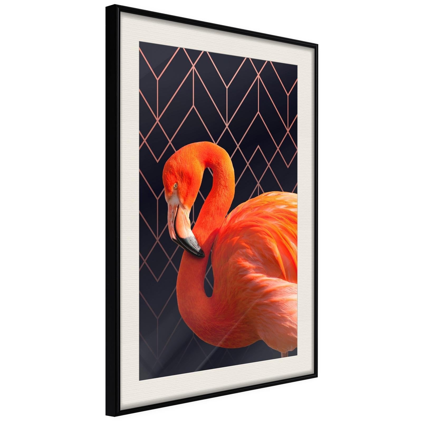 Inramad Poster / Tavla - Orange Flamingo-Poster Inramad-Artgeist-20x30-Svart ram med passepartout-peaceofhome.se