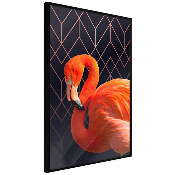 Inramad Poster / Tavla - Orange Flamingo-Poster Inramad-Artgeist-20x30-Svart ram-peaceofhome.se